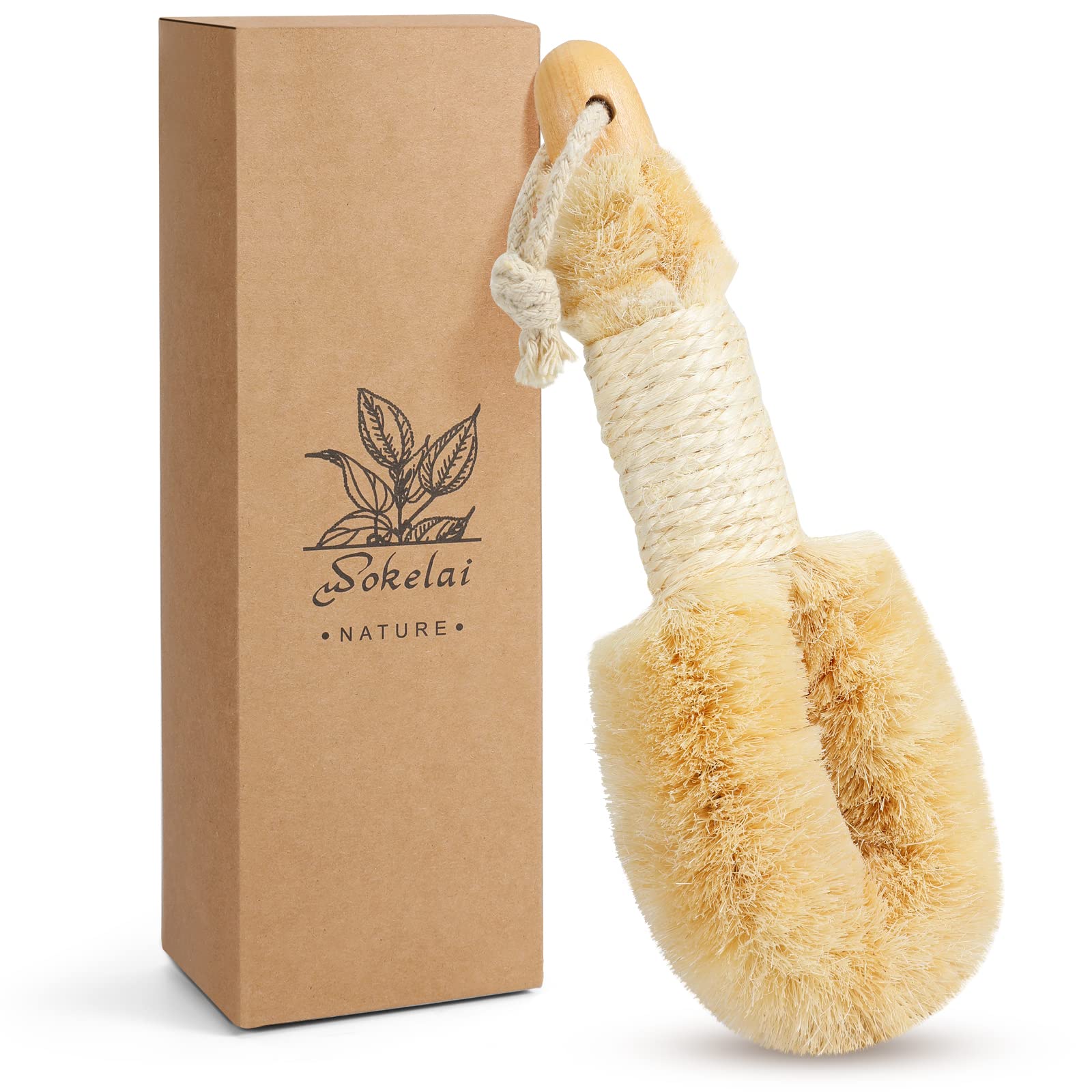 Natural Sisal Dry Brushing Body Brush for Skin Exfoliation & Lymphatic Drainage - Cellulite Massager, Improves Circulation, Reduces Ingrown Hairs - Perfect for Bath, Shower & Spa Self-Care Routine