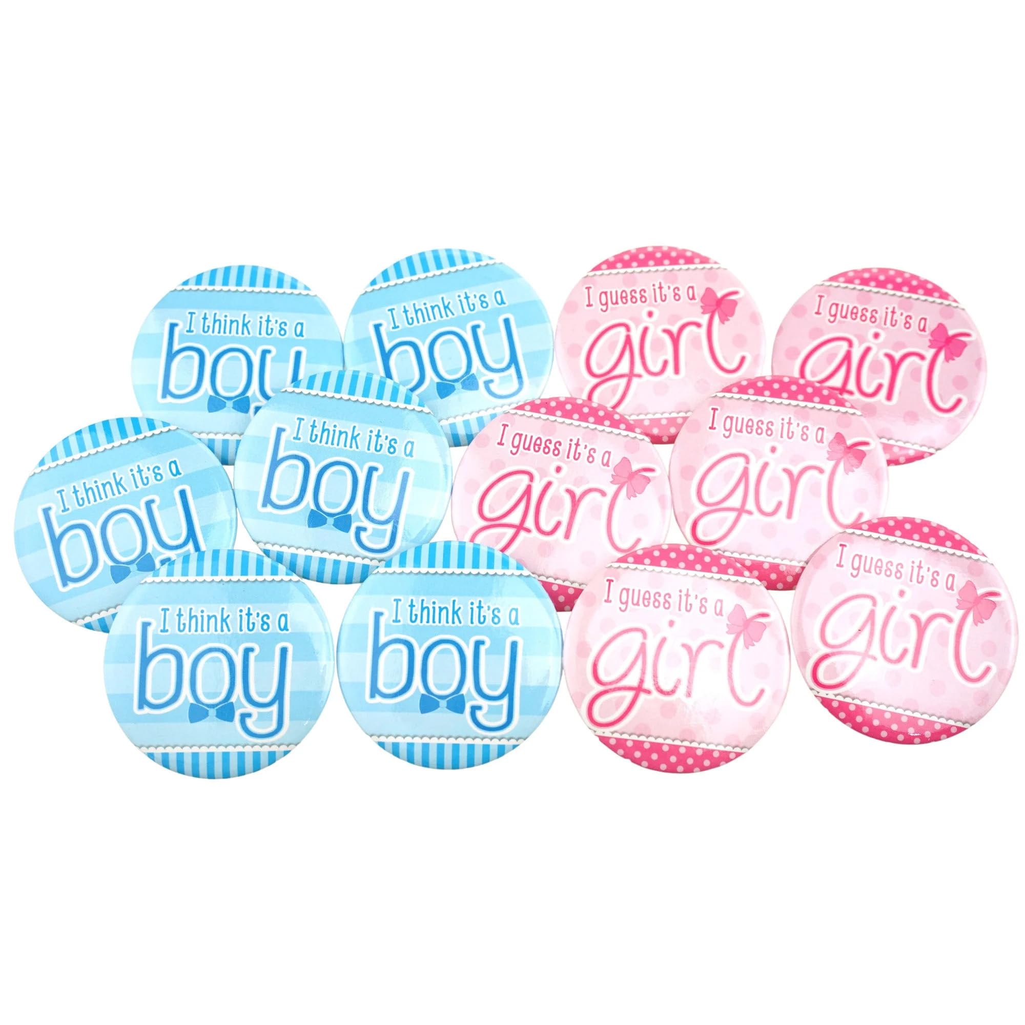 Homeford Gender Reveal Buttons - 1.75 Inch Party Favors (12 Pack) - Perfect for Baby Shower, Gender Reveal Party & Celebration Decorations