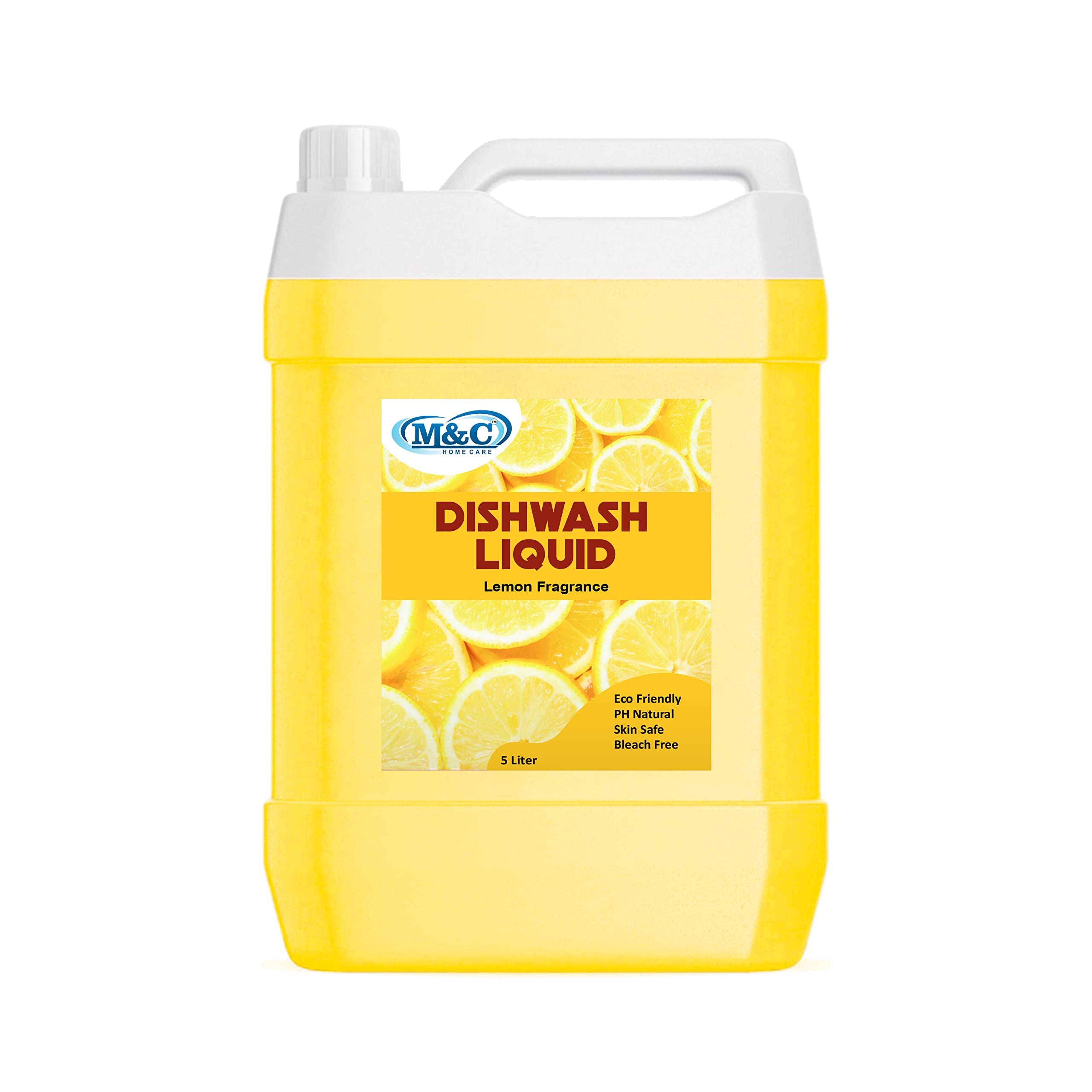 M&C HOMECARE Antibacterial Dishwashing Liquid - Fast Cleaning Lemon Scented Dish Soap Gel (5L) - Perfect for Kitchen Utensils, Pans & Cookware - Ideal for Home, Restaurant & Commercial Use