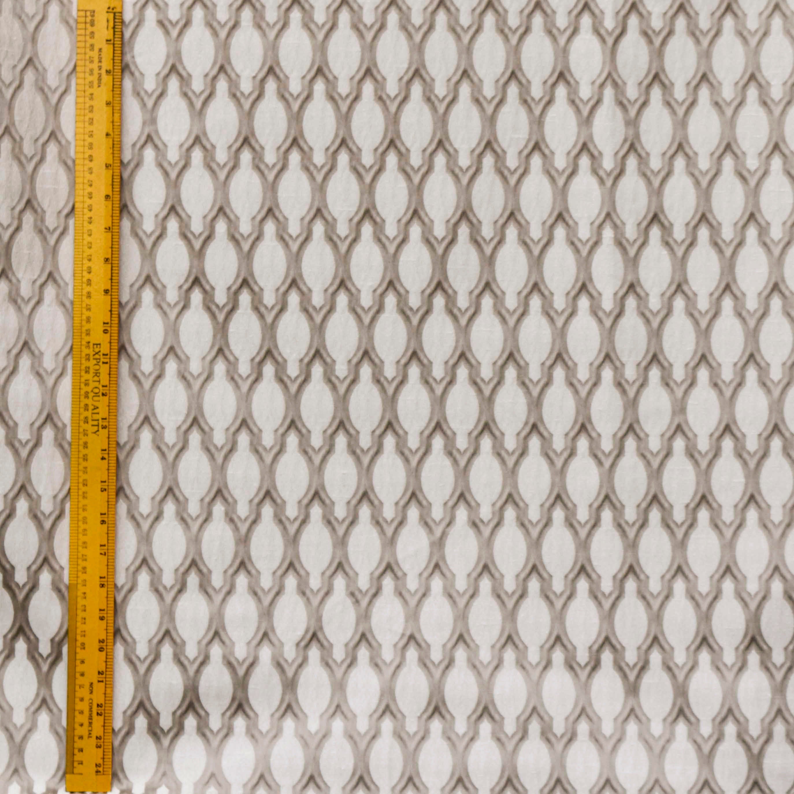 Beige Ogee Geometric Jacquard Weave Curtain Panels - Elegant Window Treatments for Living Room, Bedroom & Dining Room Decor