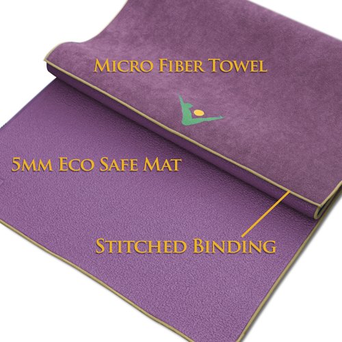 AURORAE Synergy 2-in-1 Non-Slip Hot Yoga Mat with Integrated Microfiber Towel - No Slipping, No Bunching, Odor-Resistant & Machine Washable - Perfect for Bikram, Power Yoga & Home Workouts