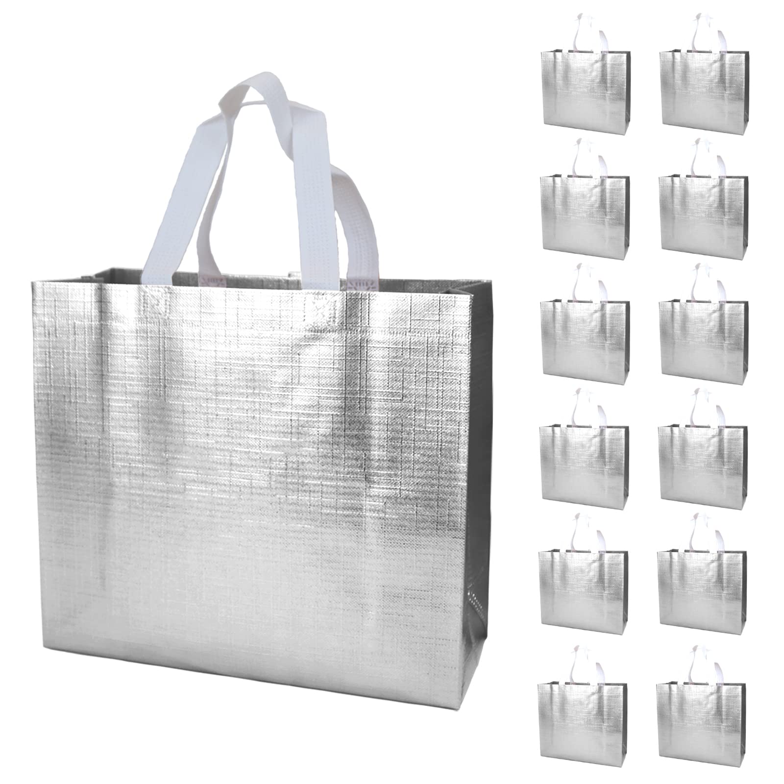 HUANN Rose Gold Bachelorette Party Gift Bags - Large Glossy Reusable Non-Woven Tote Bags for Bridal Shower, Wedding Favors & Girls Night Out