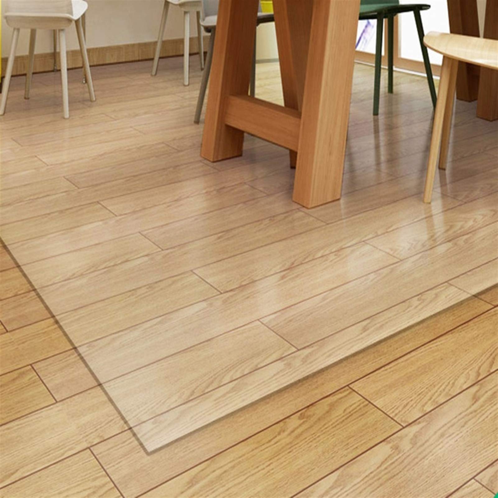 Clear Vinyl Plastic Floor Runner Rug - Non-Slip Waterproof Carpet Protector for Kitchen, Hallway, Entryway - 120x200cm Transparent Low Pile Doormat - Perfect for High Traffic Areas, Parties & Home Protection