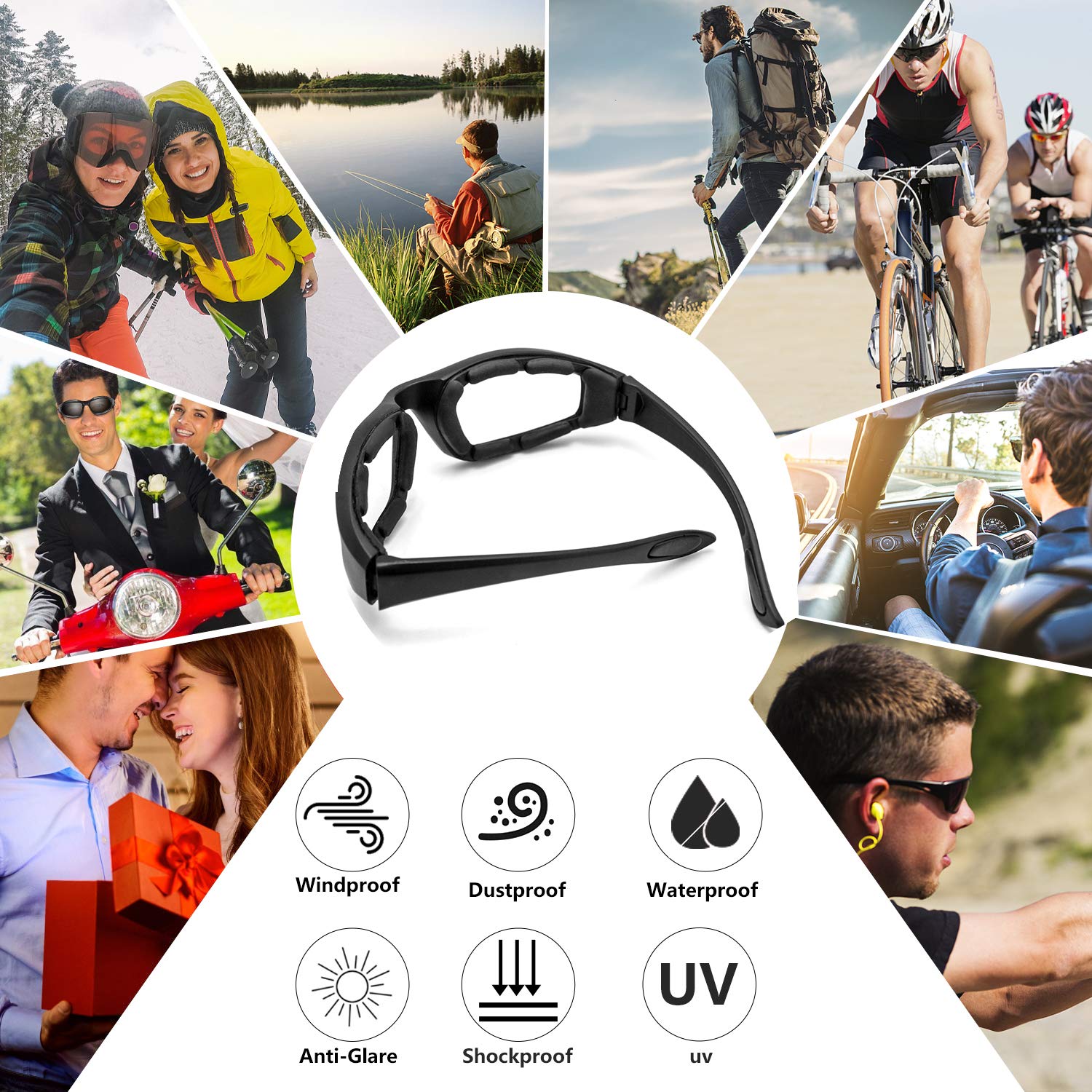 UV-Protected Motorcycle Sunglasses - Windproof, Dustproof for Outdoor Riding