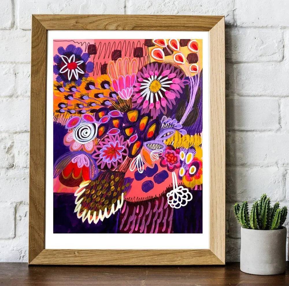 Modern Abstract Wall Art Print - Mixed Bunch Canvas Painting for Living Room, Bedroom & Office Decor | Contemporary Home Wall Decor