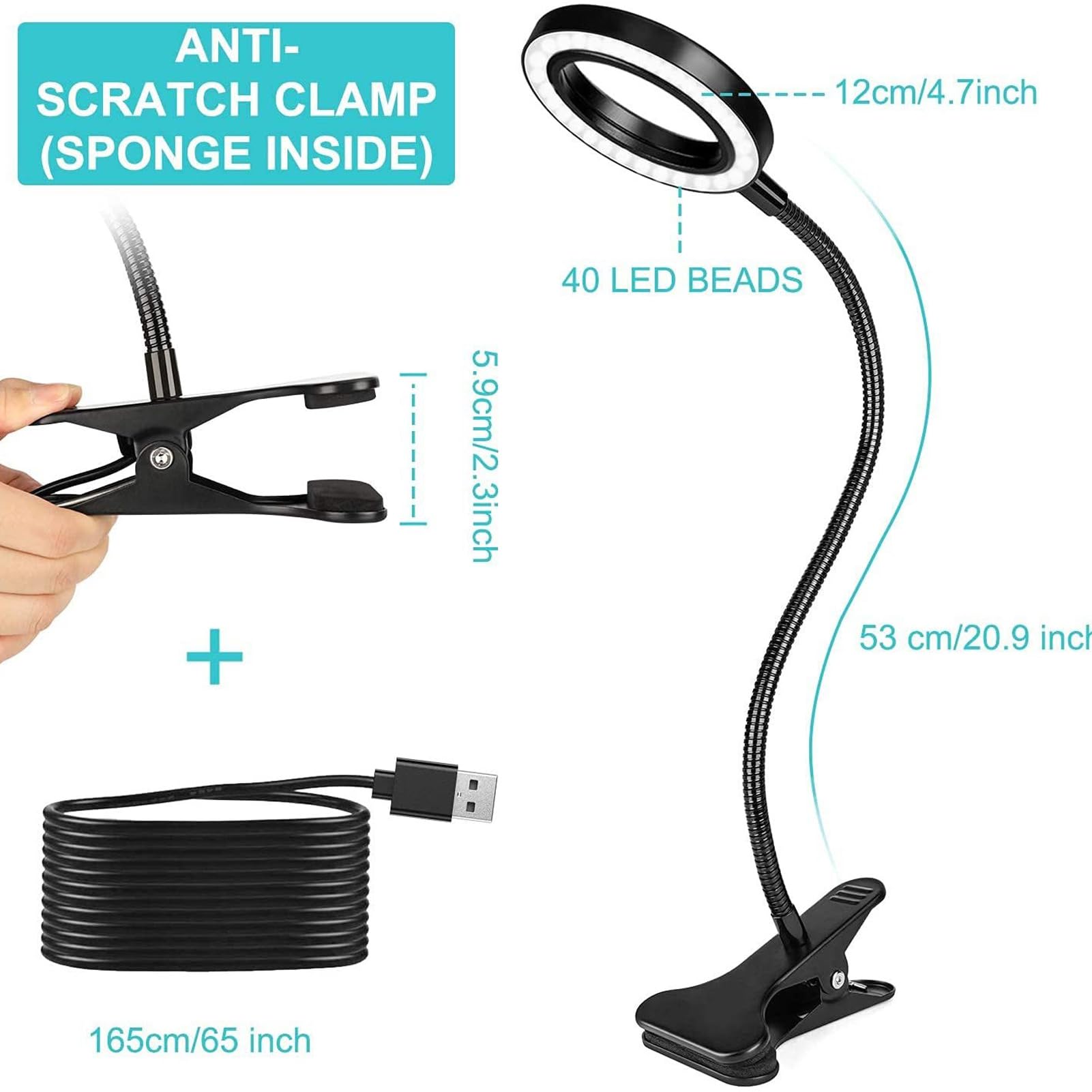 Clip-On LED Ring Light with Remote - Portable Rechargeable Selfie Light for Videos, Live Streaming & Makeup | Compact & Adjustable for Phones, Laptops & Desks
