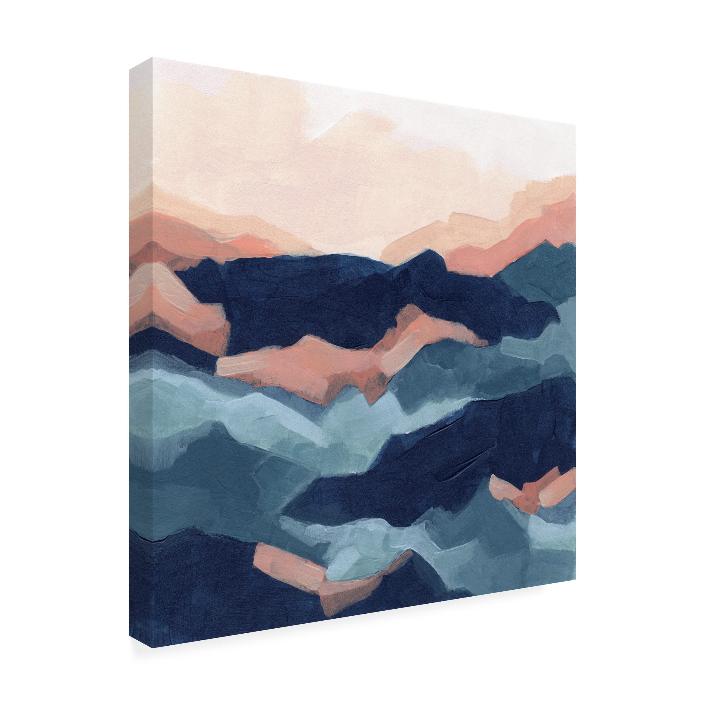 Trademark Fine Art 'Bluescape I' Canvas Art Print by June Erica Vess - Blue Abstract Landscape Wall Decor for Living Room, Bedroom & Office