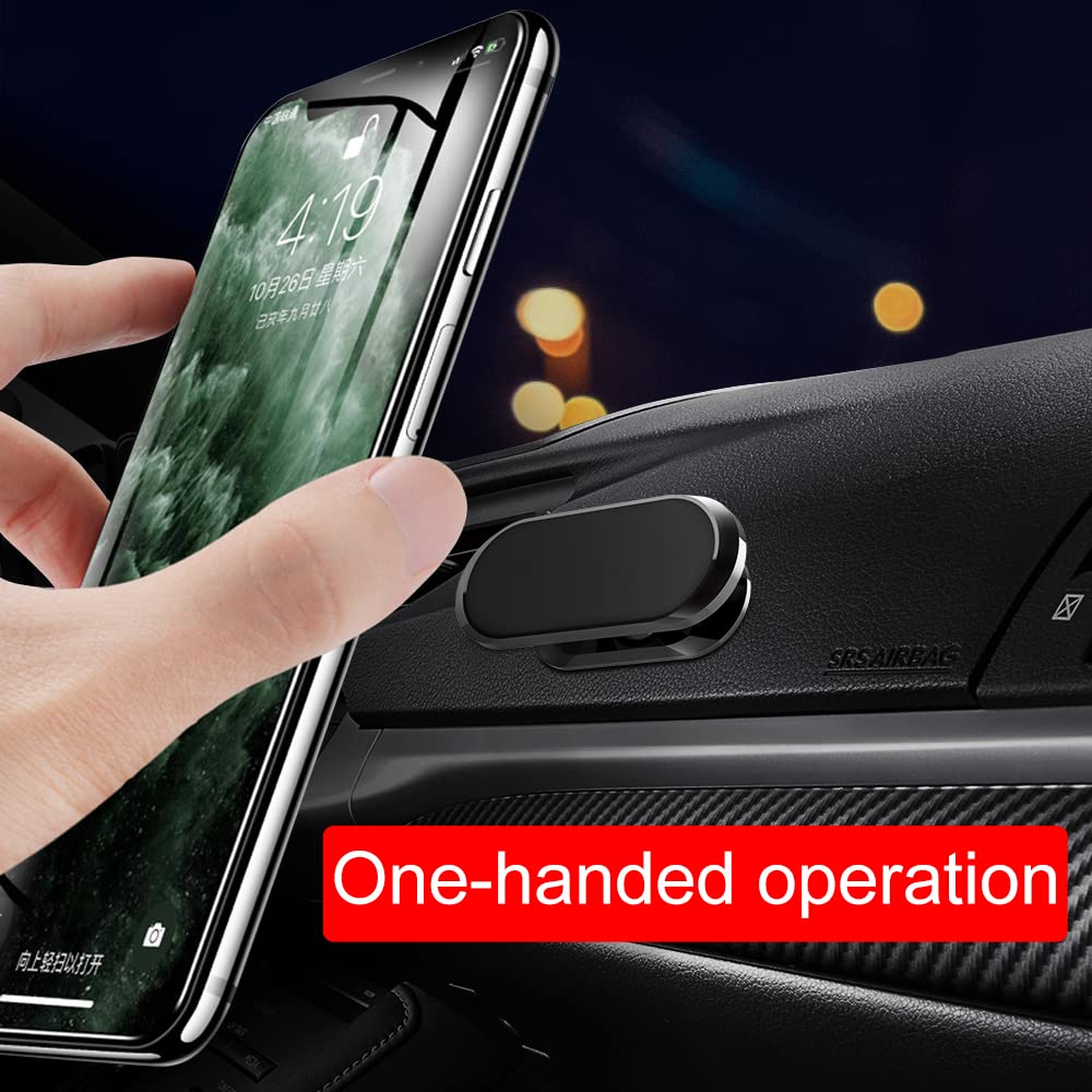 3 Pack TIQUS Magnetic Phone Holder for Car - 2022 Upgraded 8X Strong Magnets Dashboard Mount with 40x58mm Metal Plates, Adjustable Phone Stand for iPhone & Galaxy (Black) | Perfect for Commuting, Road Trips & GPS Navigation