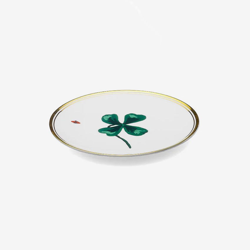 Bitossi Home La Tavola Scomposta Plate - Handmade Italian Ceramic Dinner Plate with Clover Design | Perfect for Dining, Entertaining & Home Decor