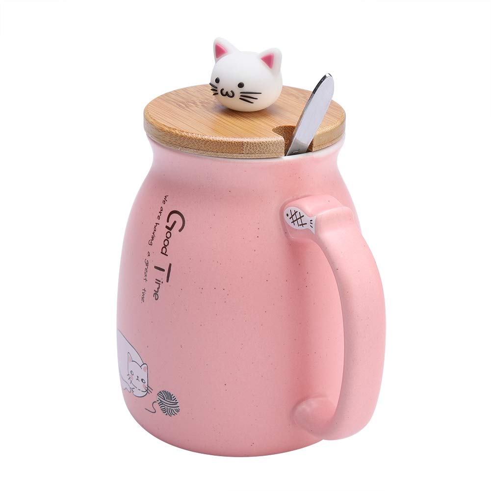 Elegant 420ml Rose Pink Coffee Mug with Lid & Spoon - Perfect for Tea, Milk, Beer & Hot Drinks - Ideal for Home, Office & Gifts