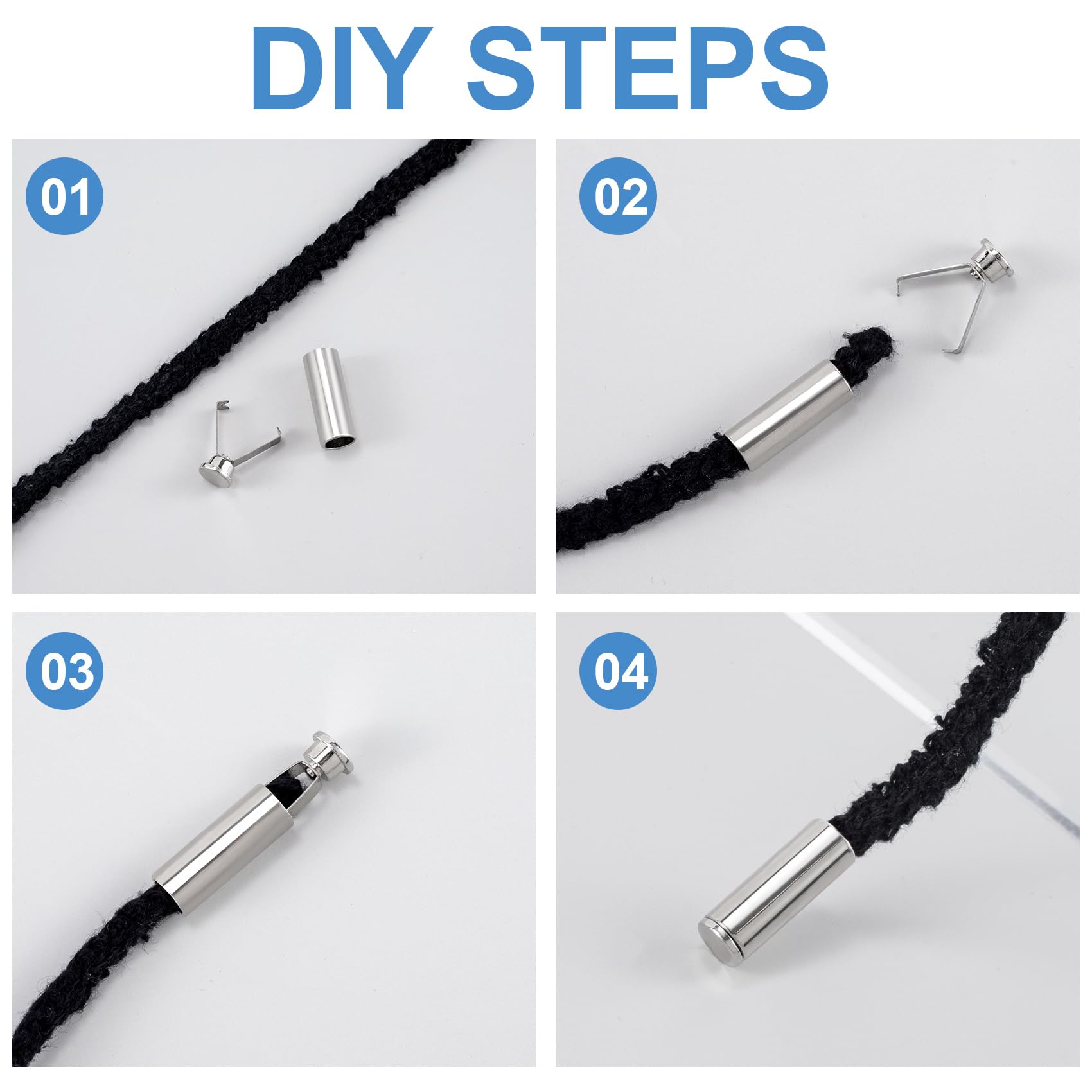 PAGOW Alloy Shoelace Tips - Metal Aglets for Shoelace Ends, Cylindrical Replacement Heads for Sneakers & Boots (Pack of 10) - Perfect for Sports, Hiking & Fashion Shoes