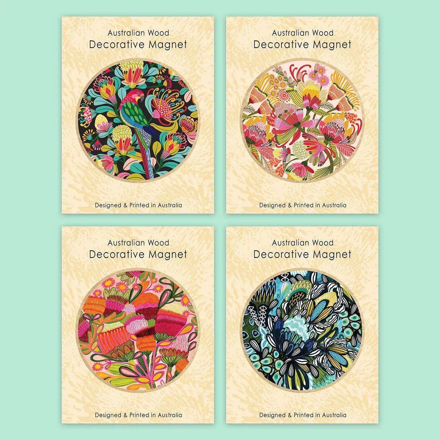 Rosella & Proteas Magnetic Flower Set - Refrigerator Magnets for Kitchen Decor, Office Whiteboard, and DIY Craft Projects