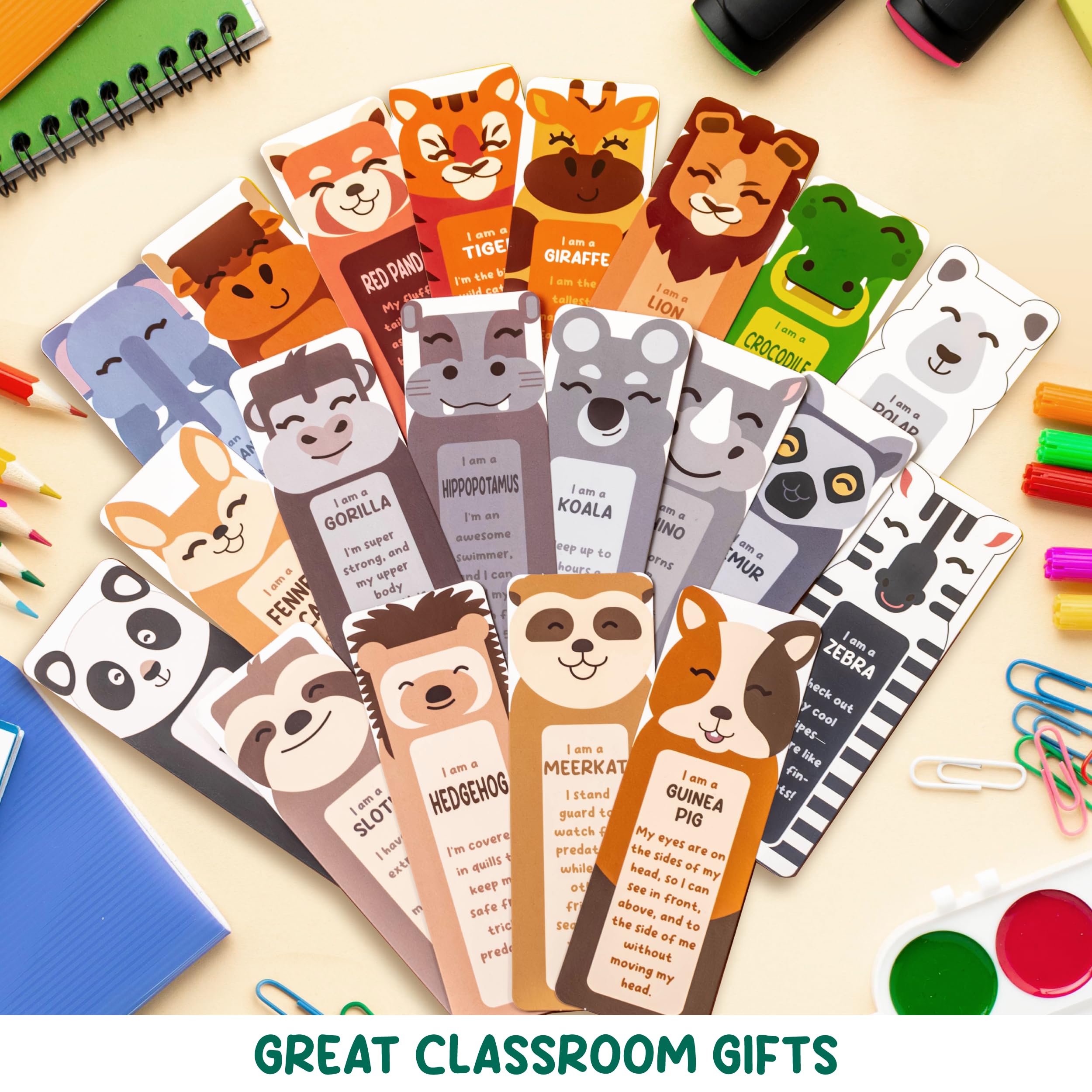 40 PCS Animal-Themed Bookmarks for Kids - Fun Zoo Animal Design (20 Styles) - Perfect for Reading, School, Gifts & Classroom Rewards