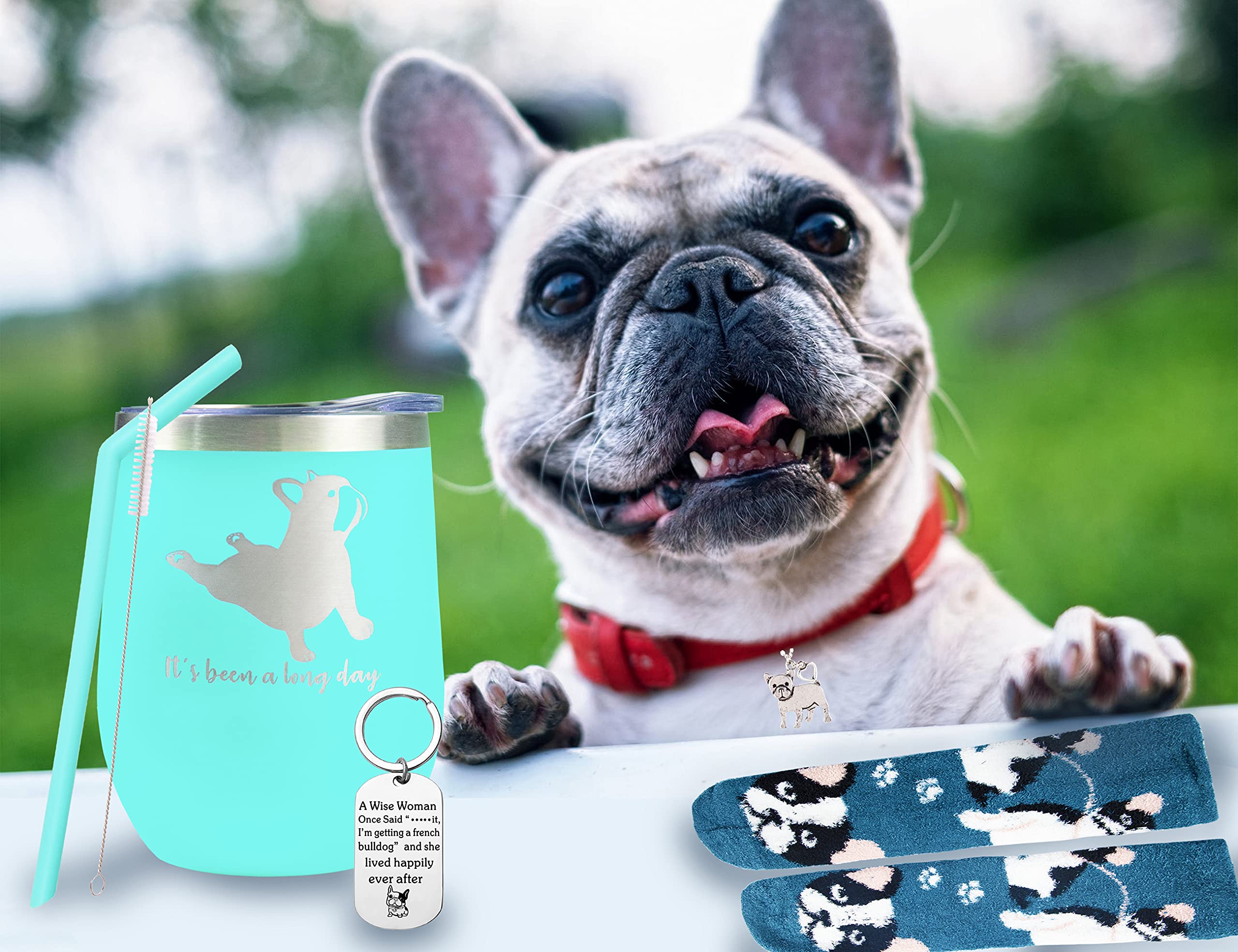 EBE EmmasbyEmma French Bulldog Lover Gifts for Women - Cute Frenchie Tumbler & Yoga Accessories - Perfect for Dog Lovers, Coffee Mornings & Workout Sessions