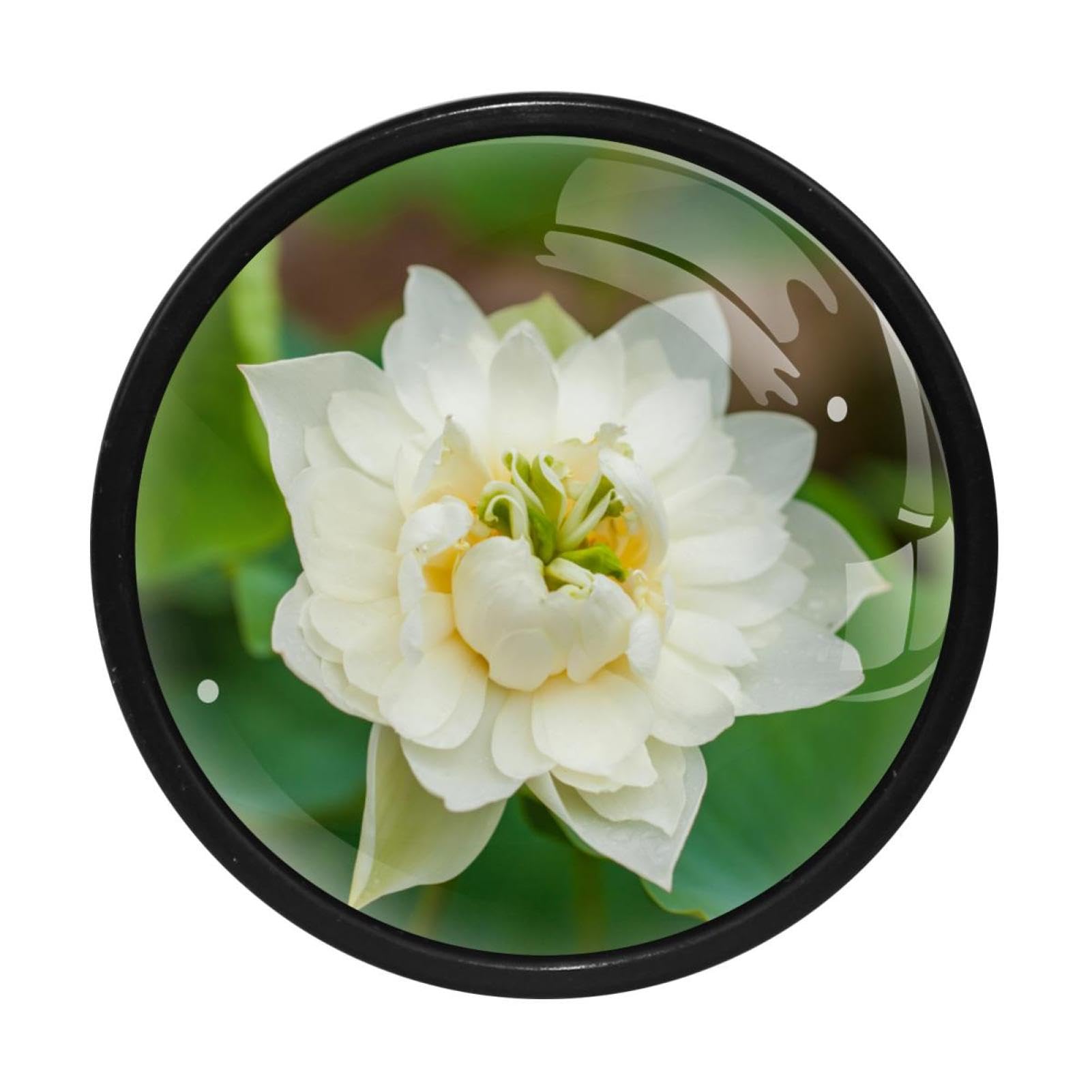 GIAPB 4Pcs White Lotus Cabinet Handles & Drawer Knobs - Elegant Dresser Hardware for Kitchen Cabinets, Bathroom Vanity, and Bedroom Furniture (White)