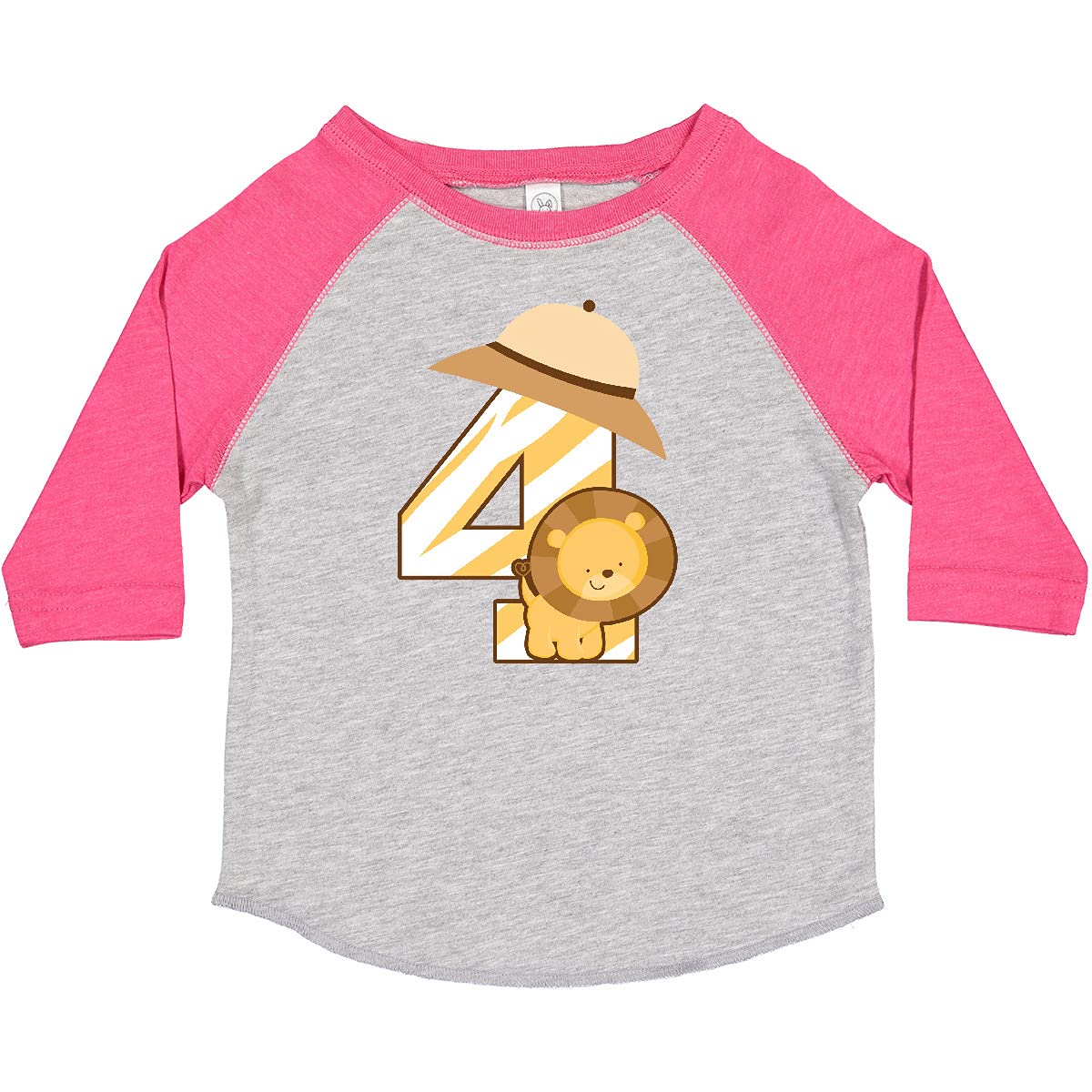 Inktastic 4th Birthday Jungle Safari Lion Toddler T-Shirt for Boys & Girls - Perfect 4 Year Old Birthday Outfit, Jungle Theme Party & Casual Wear