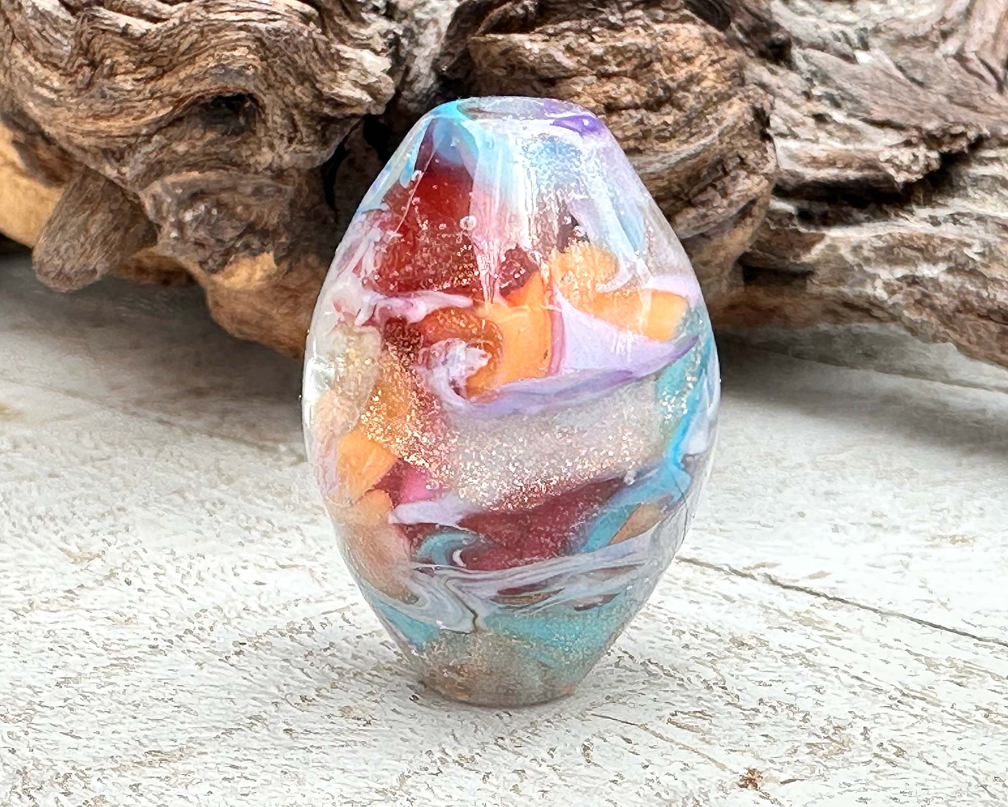 Handmade Summer Shimmer Lampwork Glass Focal Bead - SRA Certified Artisan Jewelry Bead for Necklaces, Bracelets & DIY Crafting - Perfect for Boho, Beach & Festival Jewelry Designs