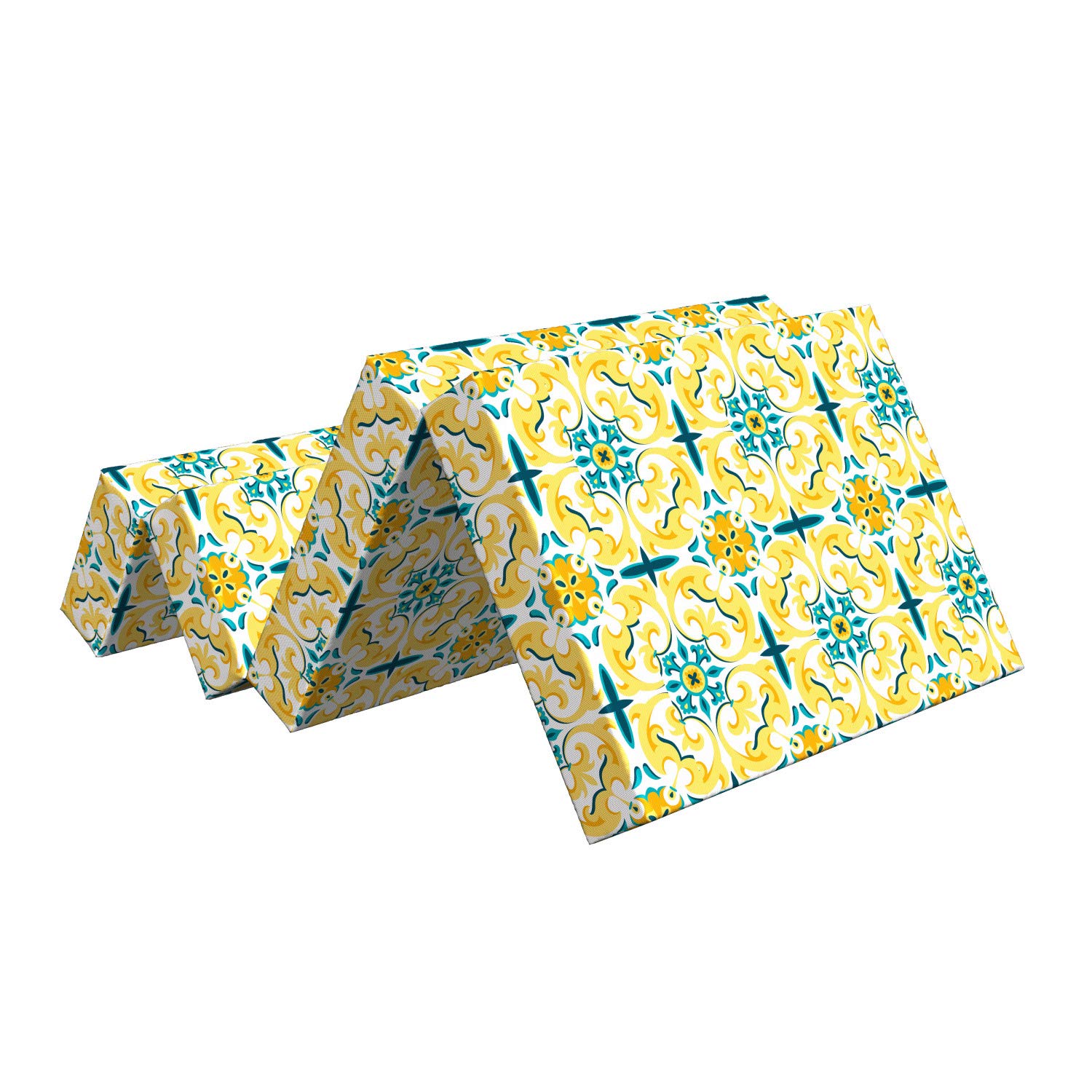 Ambesonne Victorian Foldable Mattress - Botanical Swirling Design, 74.8