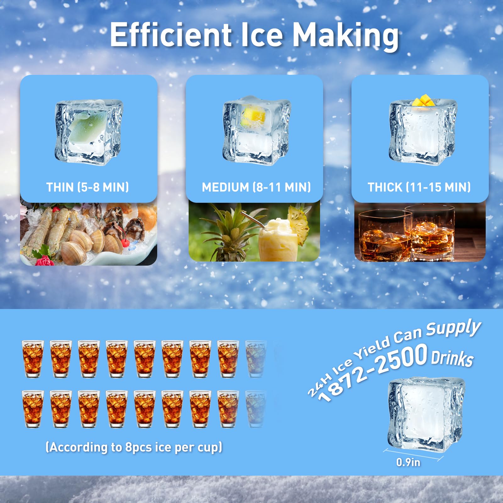 Commercial Ice Maker Machine 550 LBS/24H - Industrial Ice Machine with 350LBS Storage Bin, Fast Ice Production in 8-15 Mins, Stainless Steel Construction - Perfect for Bars, Cafes, Restaurants, Hotels, and Catering Services
