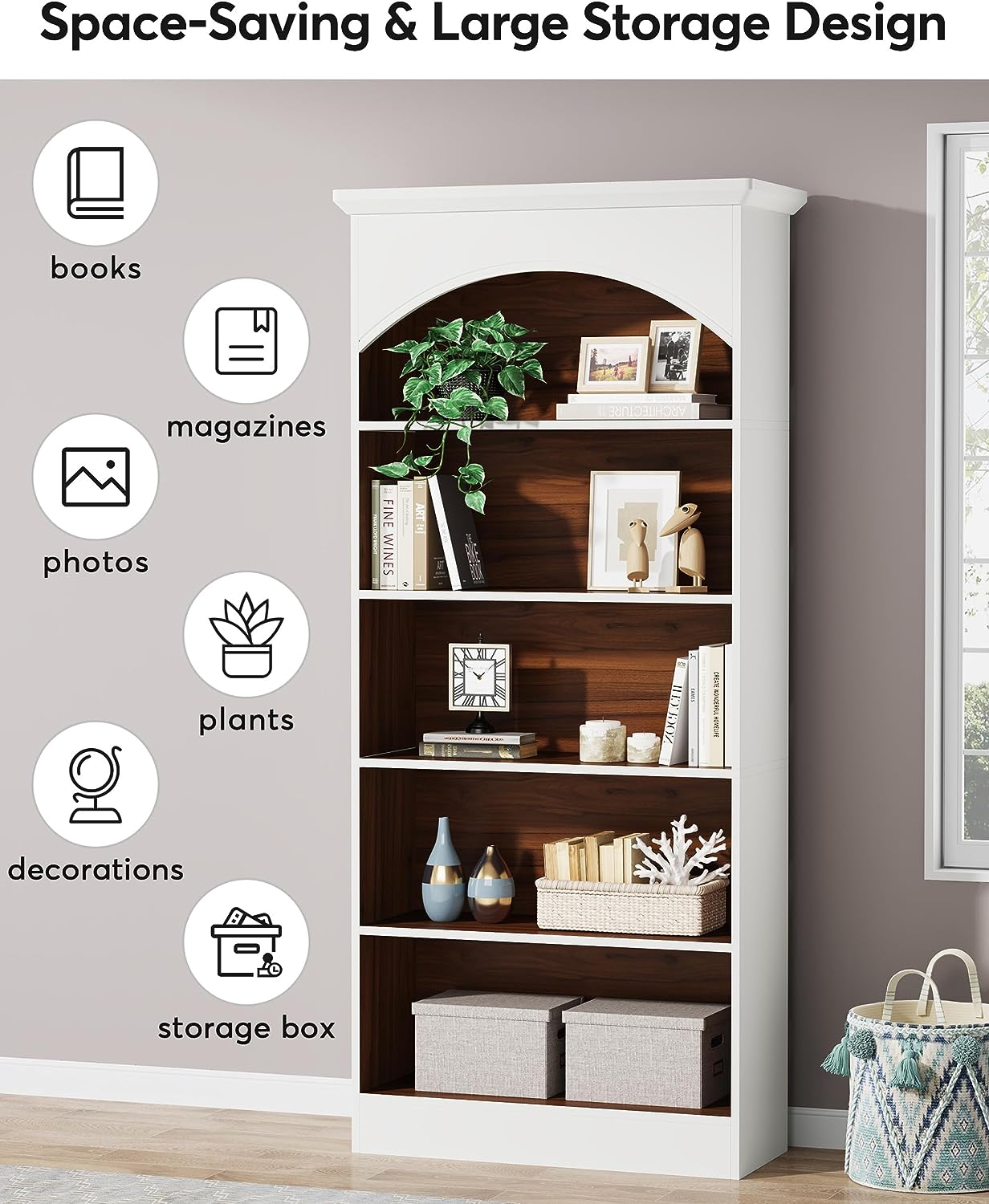5 Shelf Bookcase - 70.9