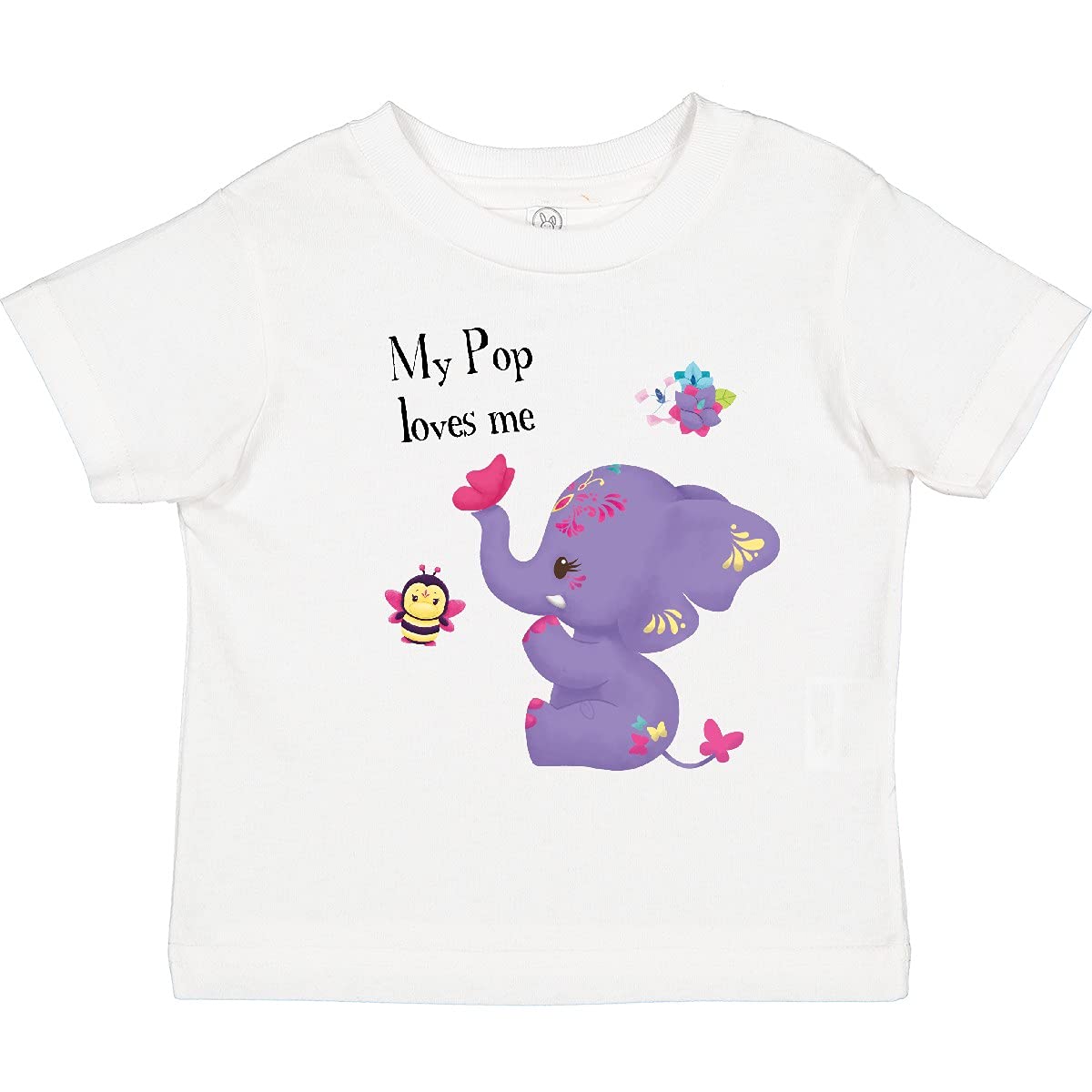 Inktastic Pop Loves Me Purple Elephant Cute Toddler T-Shirt - Tiny Tusks | Adorable Graphic Tee for Baby Boys & Girls | Perfect for Playdates, Birthday Parties & Family Photos