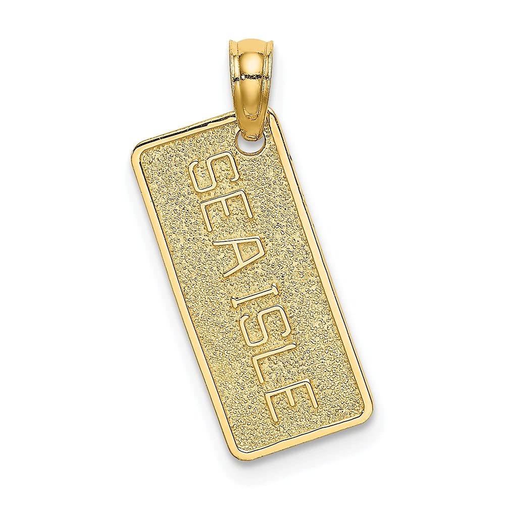 14K Yellow Gold Textured ISLE License Plate Charm - 23.6mm x 9.1mm - Diamond2Deal - Perfect for Necklaces, Bracelets & Jewelry Making