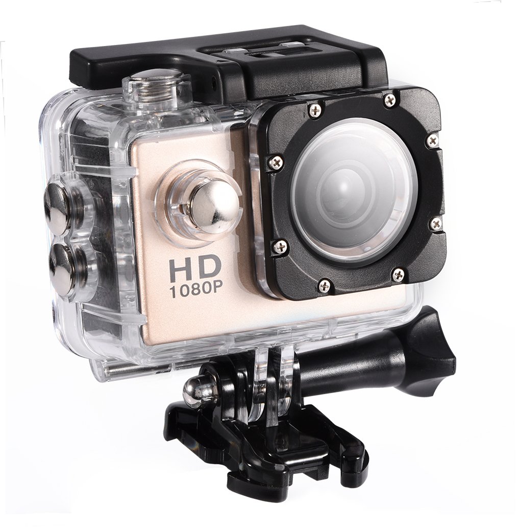 SUUNY Waterproof Action Camera 4K HD Mini DV Sports Camera for Outdoor Cycling, Diving, Skiing & Adventure - Gold (Ideal for Vlogging, Travel & Extreme Sports)