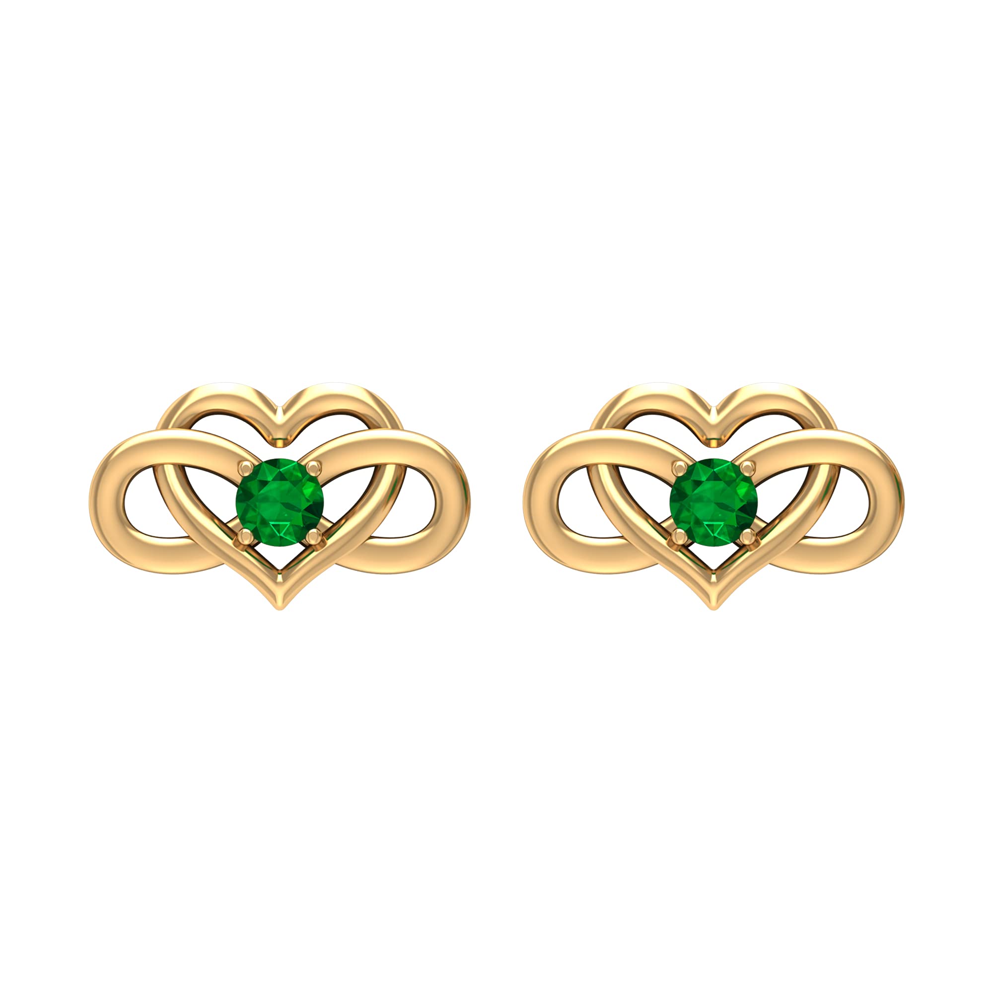 14K Solid Gold Emerald Stud Earrings for Women - Infinity Design Hypoallergenic Jewelry - Perfect for Weddings, Anniversaries & Everyday Elegance