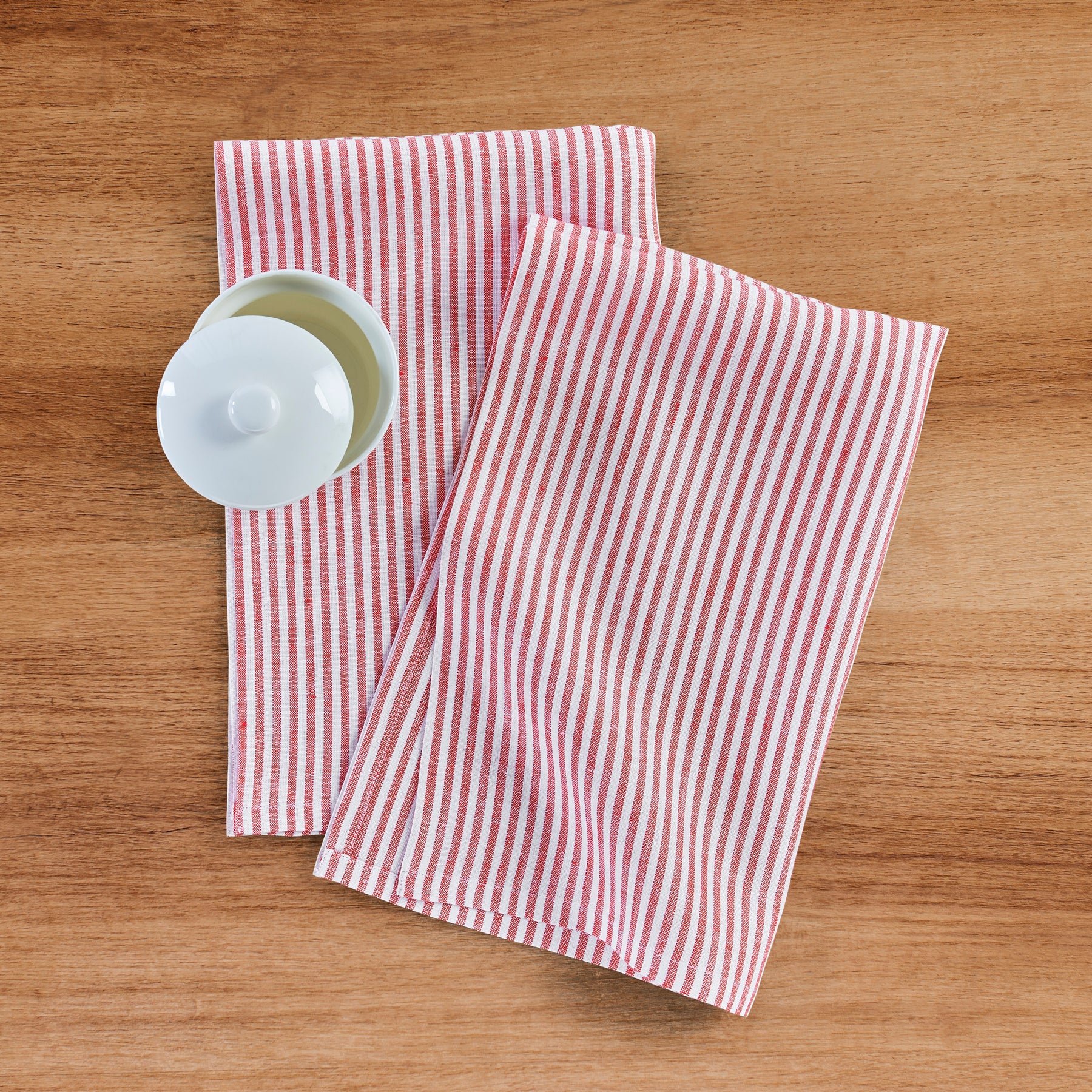 Premium Narrow Stripe Cotton Kitchen Towels - Set of 2 Absorbent Dish Towels for Drying Dishes & Cleaning - Soft & Durable for Everyday Kitchen Use