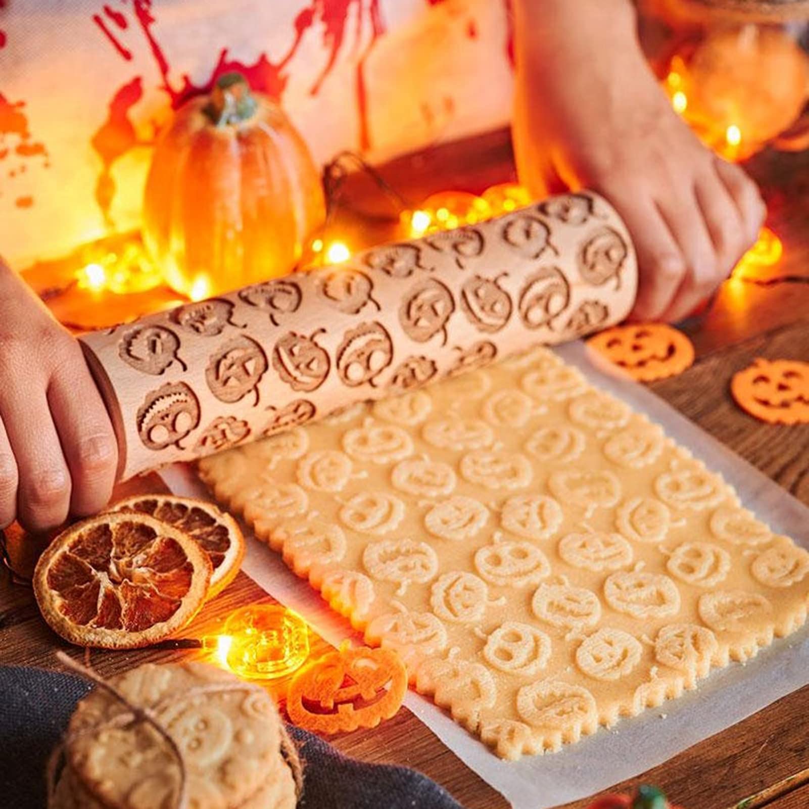 3D Embossing Rolling Pin - Eco-Friendly Wooden Cookie Dough Roller with Moisture-Proof Coating | Perfect for Baking Cookies, Pastries & DIY Crafts in Dorms, Kitchens & Home Baking