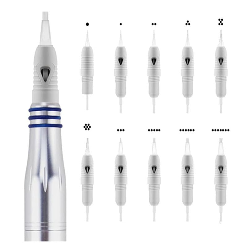 5Pcs Disposable Stainless Steel Microblading Needles for Permanent Makeup - 3P Cartridge Needles (8mm) Compatible with Charmant Machine - Perfect for Eyebrow Tattoo, Ombre Brows & Powder Brows Salon Use