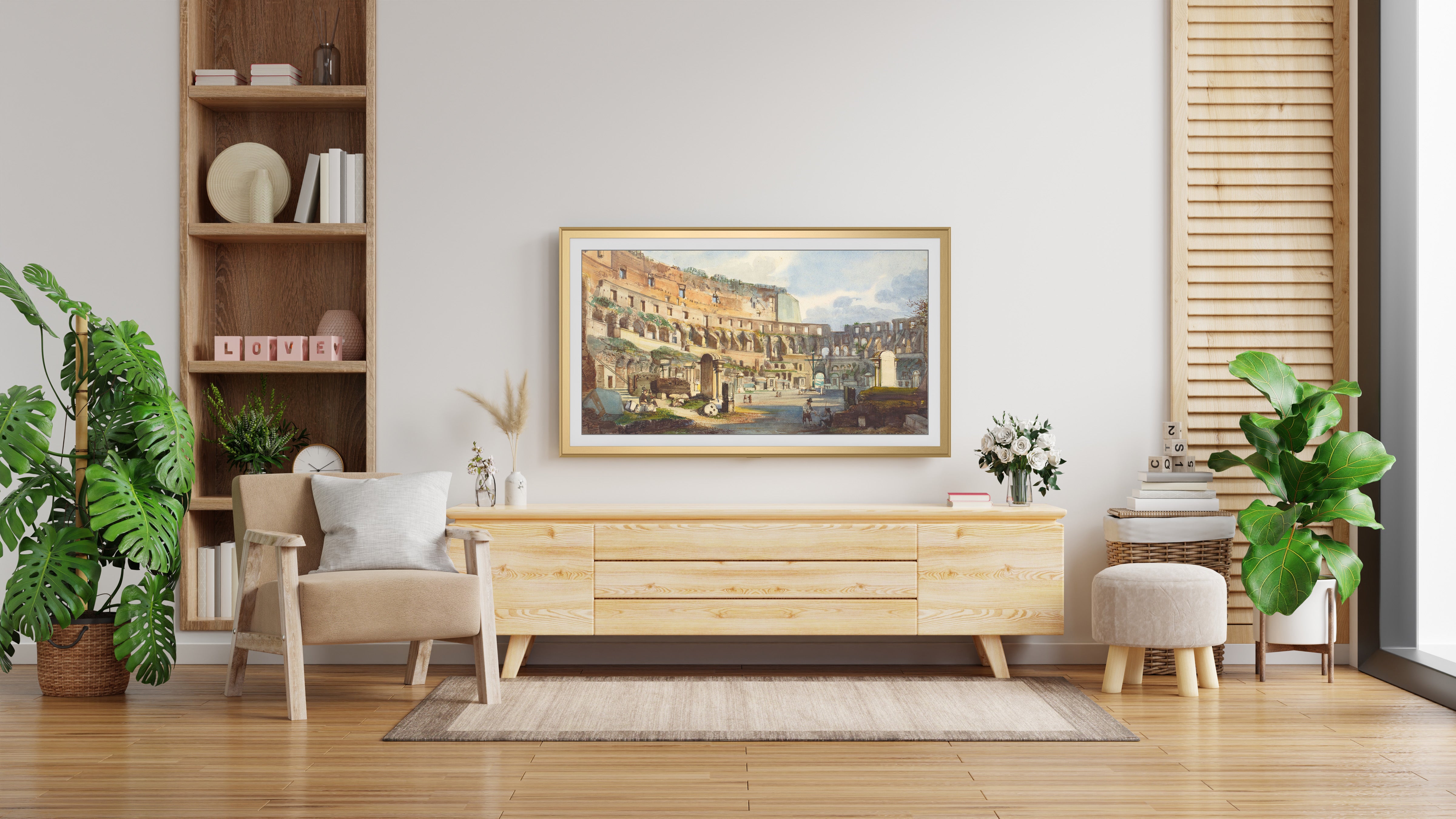 Samsung Frame TV Bezel - Pale Gold Alloy Scoop Design for Modern Home Decor | Perfect for Living Room & Bedroom Wall Mounting