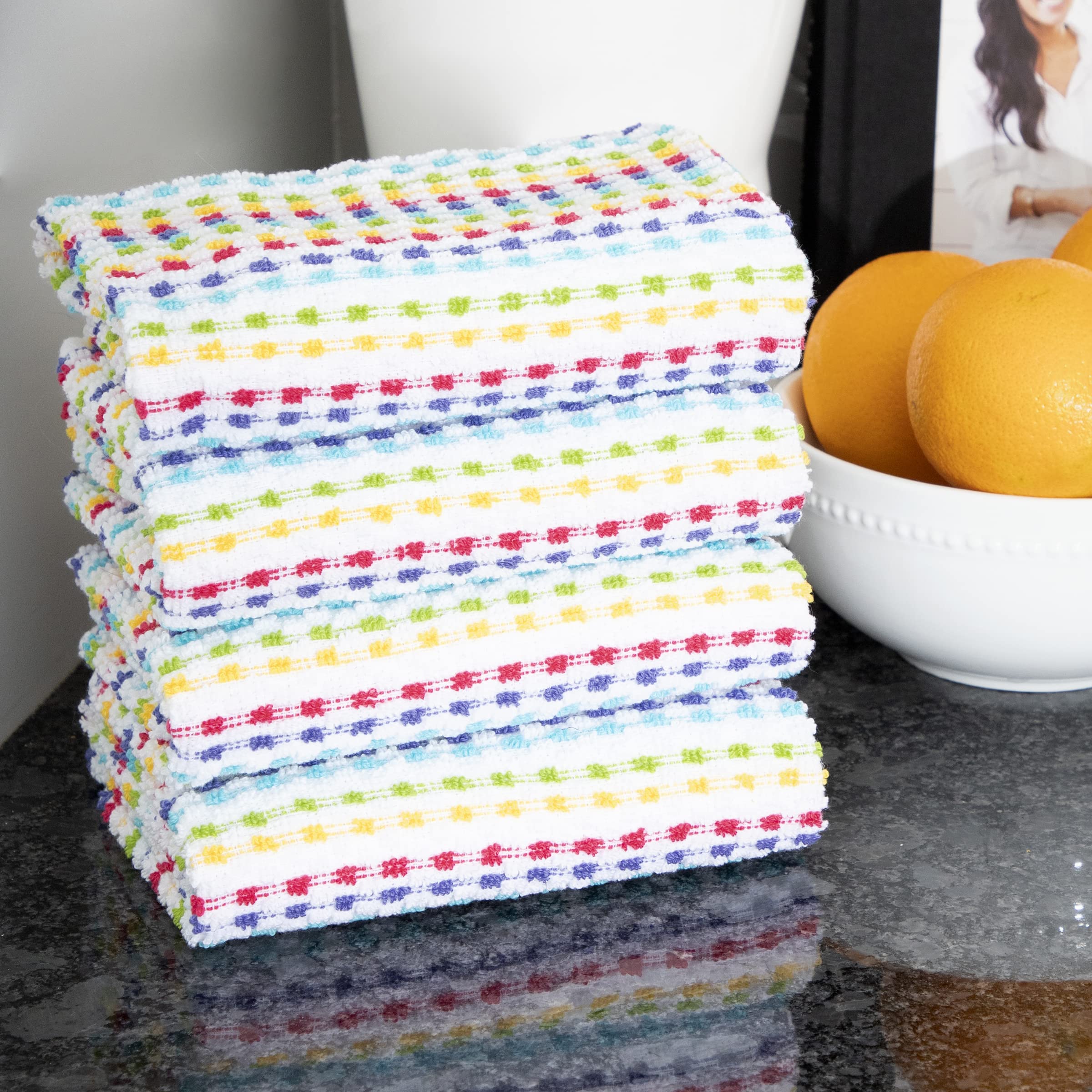 Ritz Pebble Bar Mop Towels - 100% Cotton Super Absorbent & Soft Kitchen Towels for Wiping Tables, Counters & Dishes (4-Pack) - Perfect for Summer Entertaining, Restaurant Use & Daily Cleaning