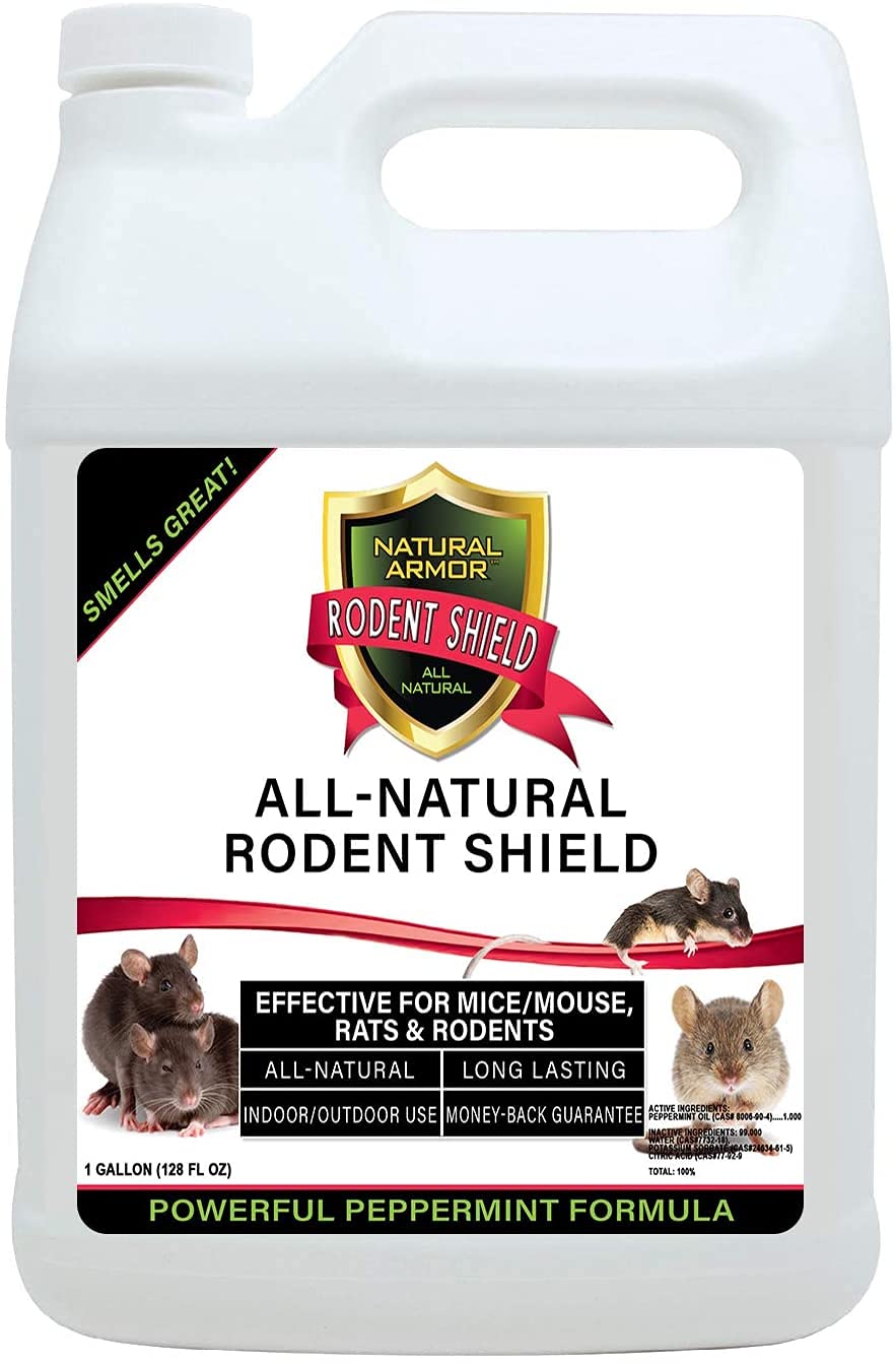 Natural Peppermint Oil Rodent Repellent Spray - Mice, Rats & Rodent Control for Indoor & Outdoor Use - 128oz Gallon Refill (Pack of 4) - Safe & Effective Pest Solution for Homes, Garages, Basements & Gardens