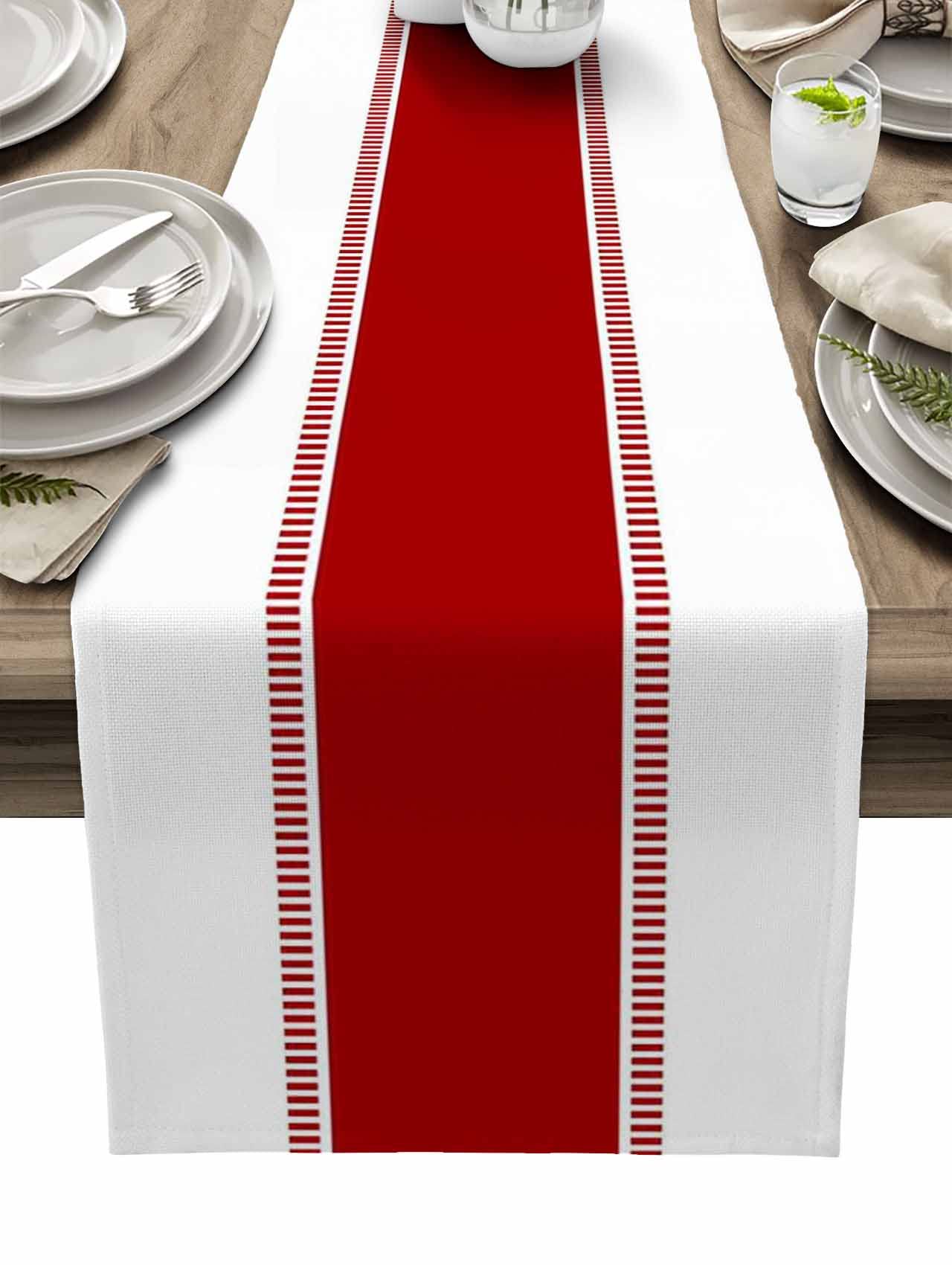 Non-Slip Red Stripes Table Runner 70 Inches Long - Modern Farmhouse Decorative Cover for Kitchen, Dining, Coffee Table - Perfect for Weddings, Parties & Home Decor