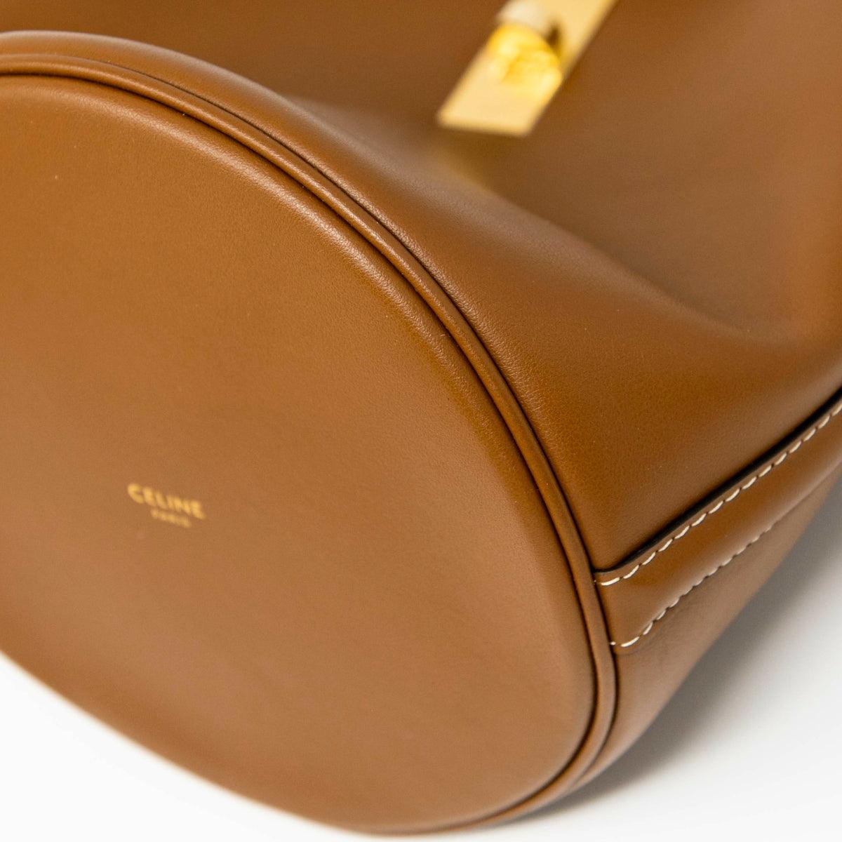 Celine Tan Teen Bucket 16 Bag - Genuine Leather Crossbody Shoulder Bag for Women | Perfect for Travel, Shopping & Everyday Use