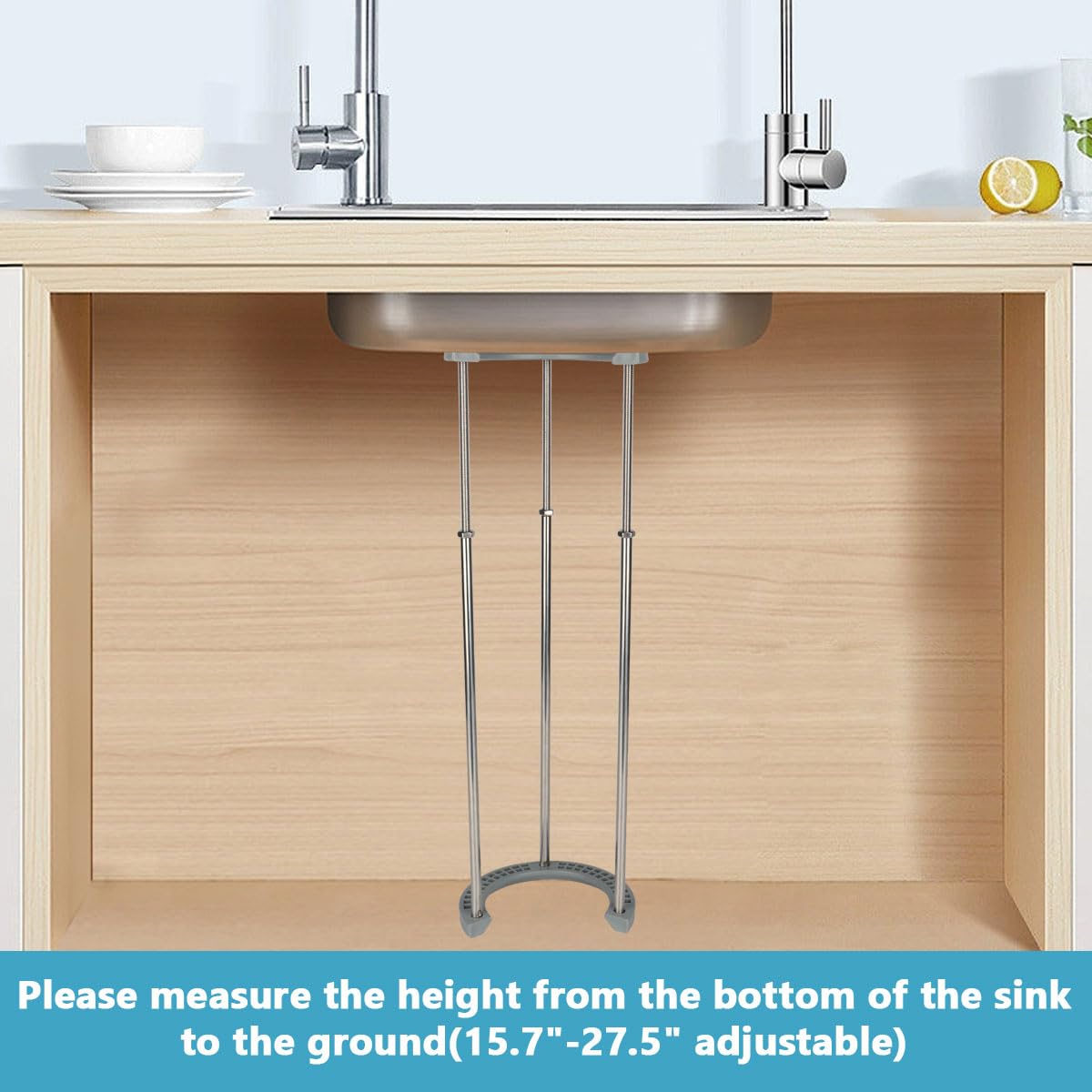 Feeloco Adjustable Undermount Sink Support System - Heavy Duty Stainless Steel Brackets for Kitchen & Bathroom Sinks (15.7-27.5 Inch) - Perfect for DIY Installation and Home Renovation Projects