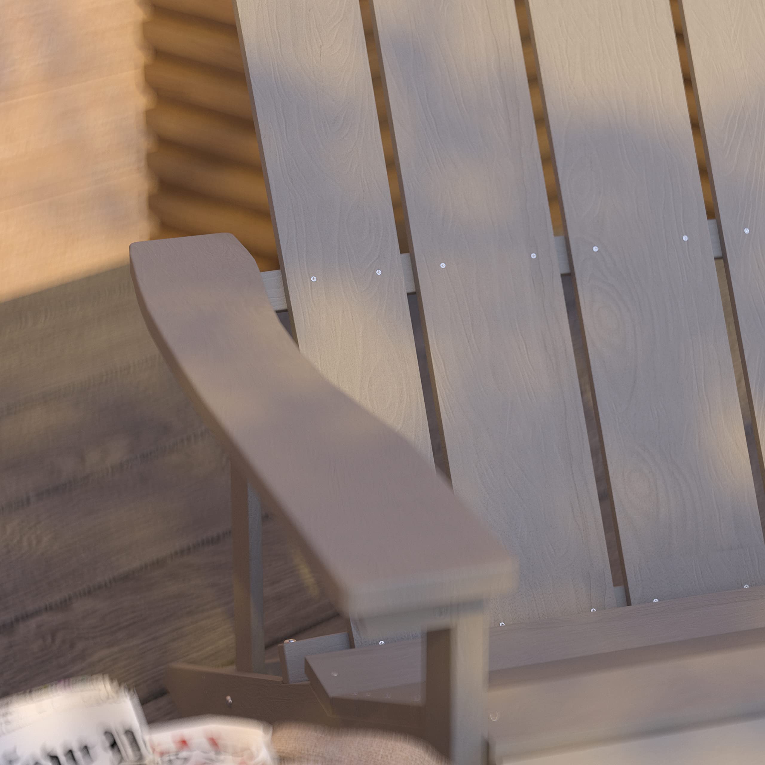 Merrick Lane Riviera Adirondack Patio Chairs - Weather-Resistant Gray Outdoor Lounge Chairs with Vertical Back & Wide Arms - Comfortable Slanted Seat Design - Perfect for Poolside, Garden, Deck, and Patio Relaxation