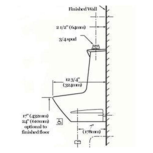 American Standard 6581001.020 Maybrook Wall-Mounted Urinal, White - Commercial & Public Restroom Fixture for High Traffic Areas
