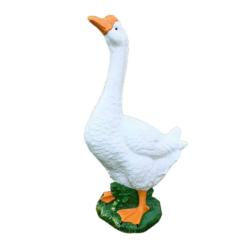 LXING Wrought Iron Retro White Goose Garden Statue - Outdoor Decorative Floor Ornament for Garden, Yard & Patio | Cute Animal Decor for Lawn, Porch & Backyard