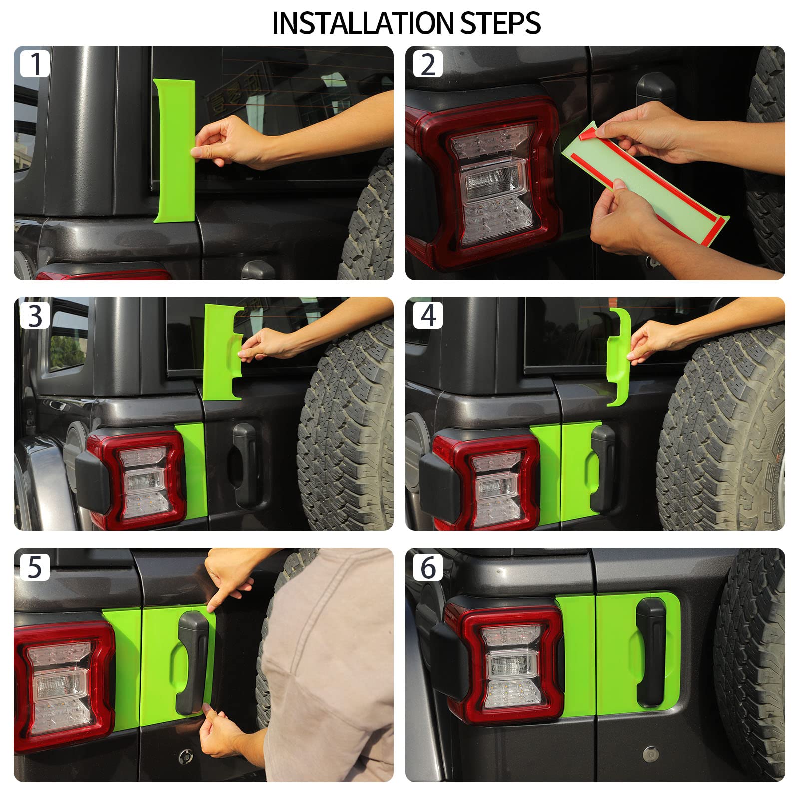Jeep Wrangler JL JLU & Gladiator JT Tailgate Handle Panel Trim Cover (2018-2025) - Durable Exterior Accessories in Green - Perfect for Off-Roading & Car Customization
