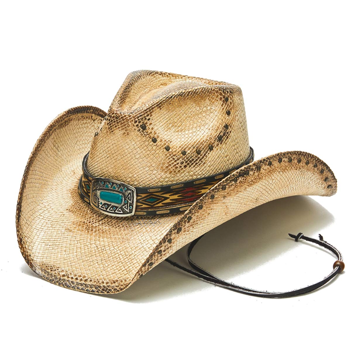 Stampede Hats for Men - Shadow Rider Studded Chin Cord Western Cowboy Hat | Perfect for Rodeo, Country Music Festivals & Outdoor Adventures