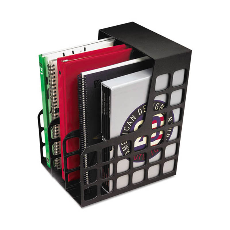 Black DecoRack Magazine Organizer with 2 Snap-In Dividers - 9