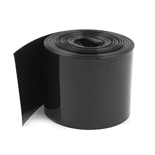 uxcell 70mm/44mm PVC Heat Shrink Tubing Wrap Black 10m (33ft) - Waterproof Insulation for 18650 Batteries, DIY Electronics & Wire Protection