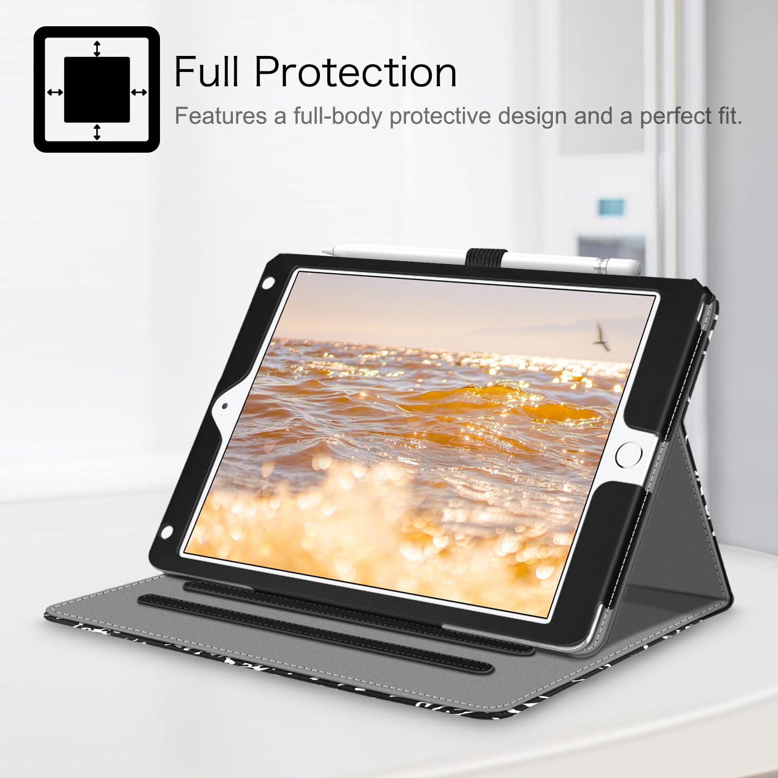 Fintie Protective Case for iPad 6th/5th Gen (2018/2017 Model) & iPad Air 2/Air 1 (9.7 Inch) - Multi-Angle Stand Cover with Corner Protection & Storage Pocket, Composition Book Black - Perfect for Work, School & Travel