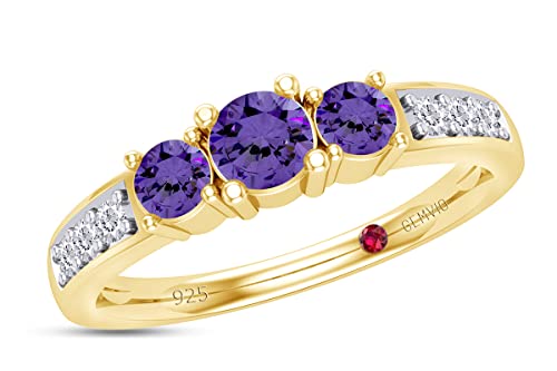 Natural Amethyst Yellow Gold Over Silver