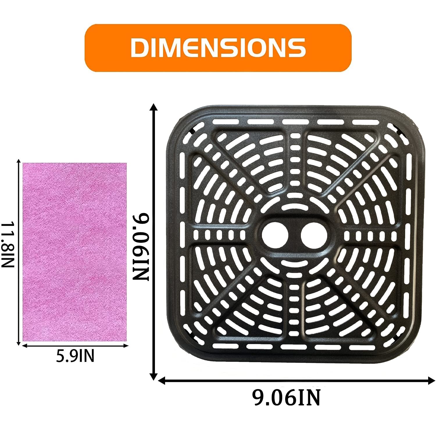 Premium Nonstick Air Fryer Crisper Tray & Grill Pan for COSORI 6.8 Quart Air Fryer - 9 Inch Square Rack with Grate Grid - Perfect for Healthy Frying, Grilling, and Roasting Chicken, Vegetables, and Snacks