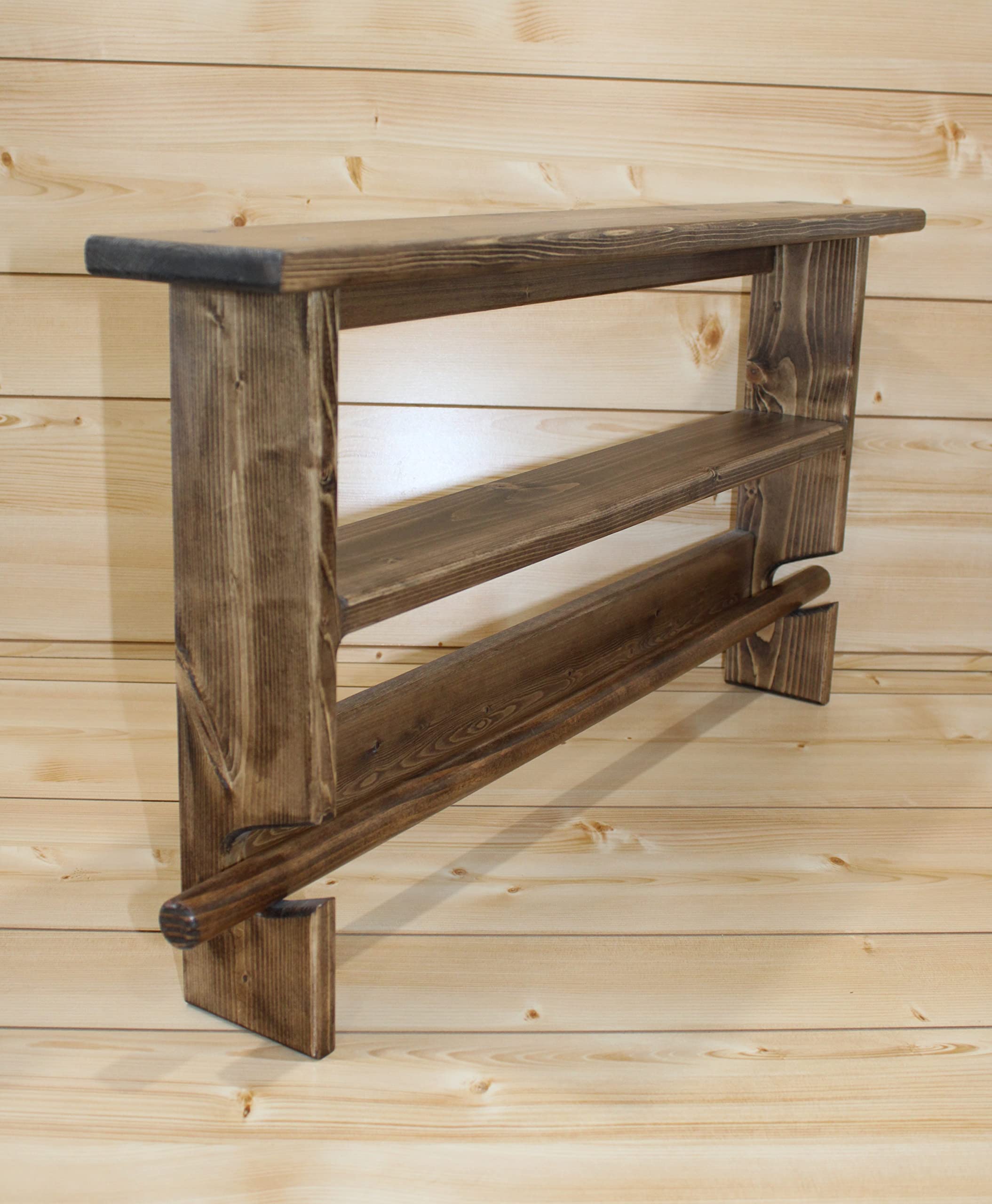 Double Shelf Wooden Quilt Rack - Unfinished Provincial Blanket Display Stand for Afghan, Tapestry & Bedding Storage | Perfect for Bedroom, Living Room & Farmhouse Decor
