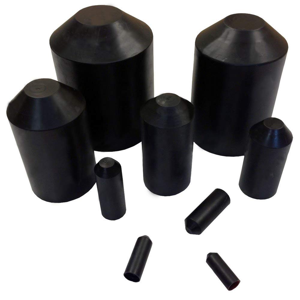 3/4 Inch Heat Shrink End Caps - 10 Pack Black - Waterproof Wire Connectors for Electrical, Marine & Automotive Applications