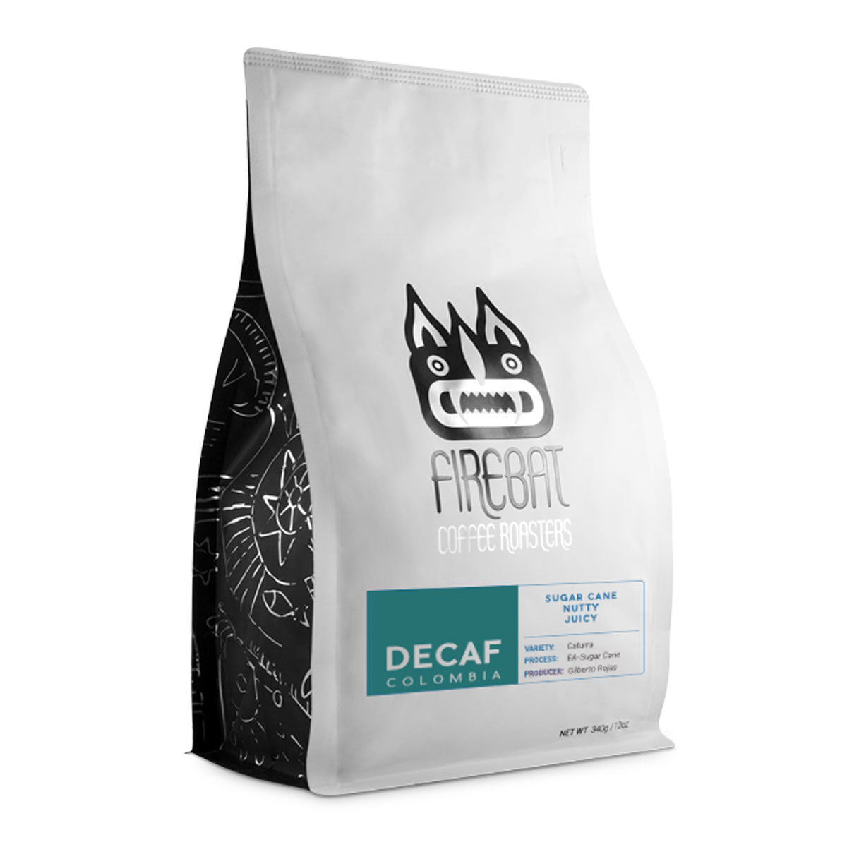 Premium Firebat Colombia Sugarcane Decaf Whole Bean Coffee - 12oz Bag | Ethically Sourced, Chemical-Free Decaffeination | Perfect for Evening Relaxation & Sensitive Stomachs